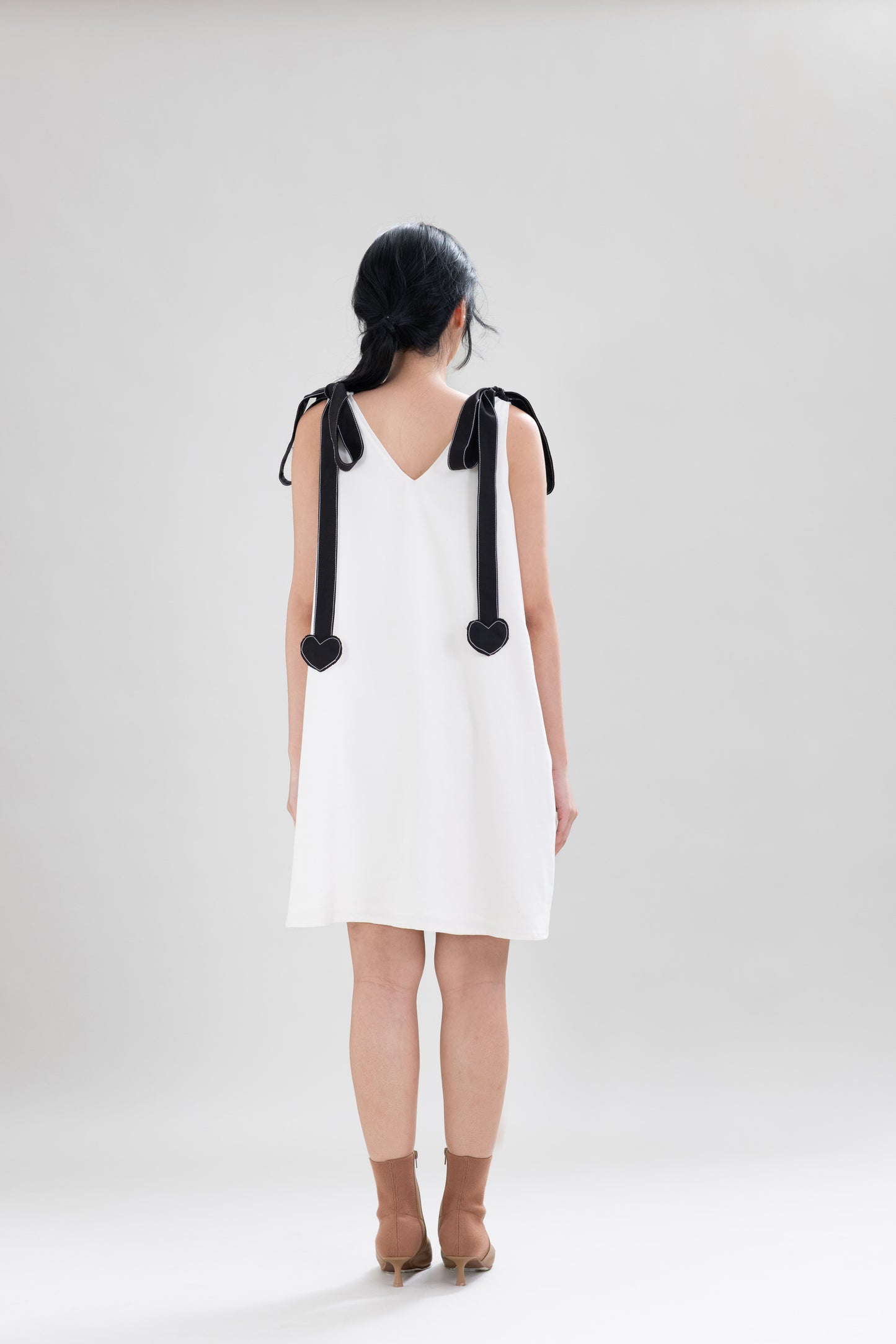 HT Ribbon Heart Mini Dress in Buttermilk