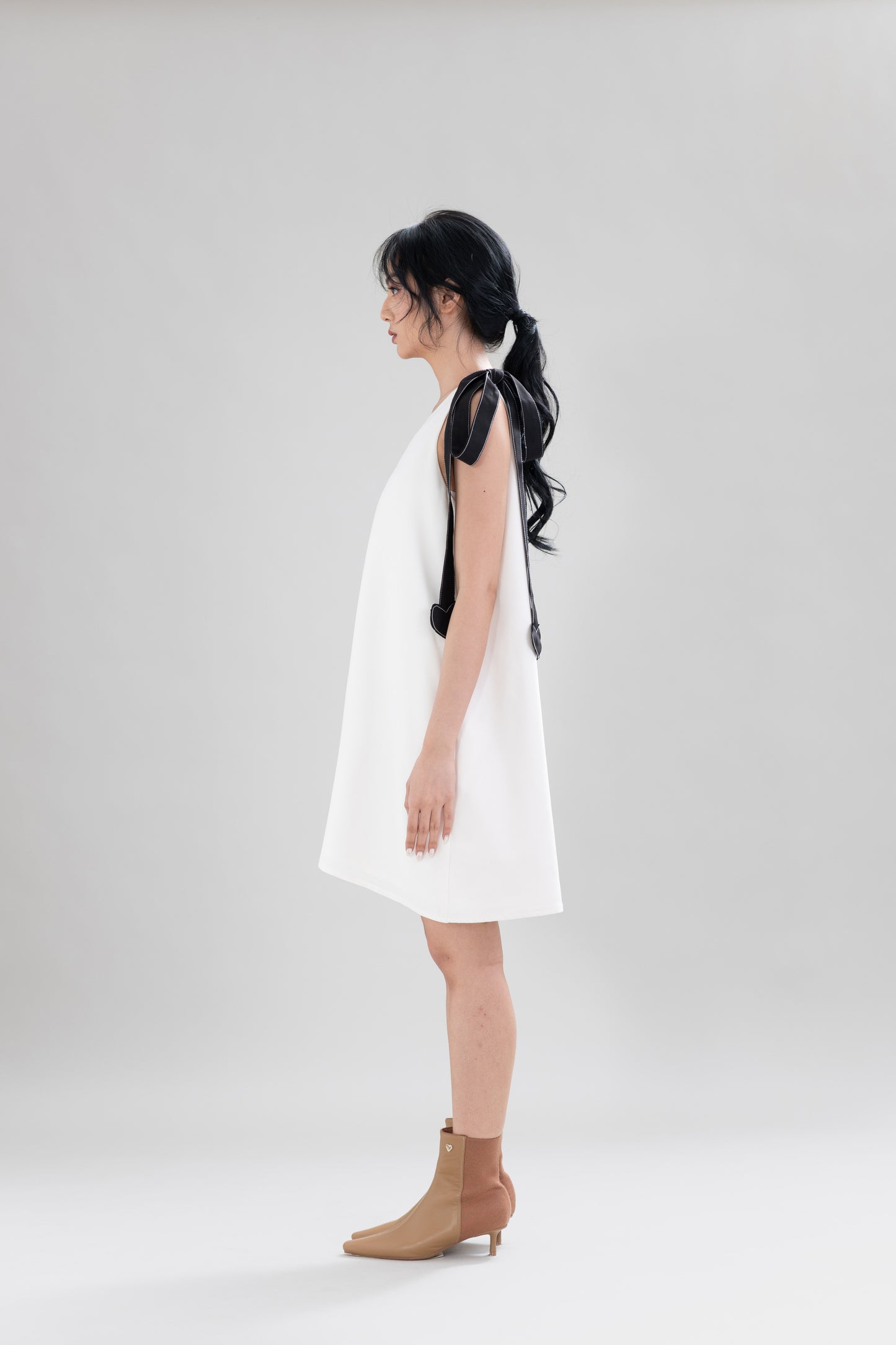 HT Ribbon Heart Mini Dress in Buttermilk