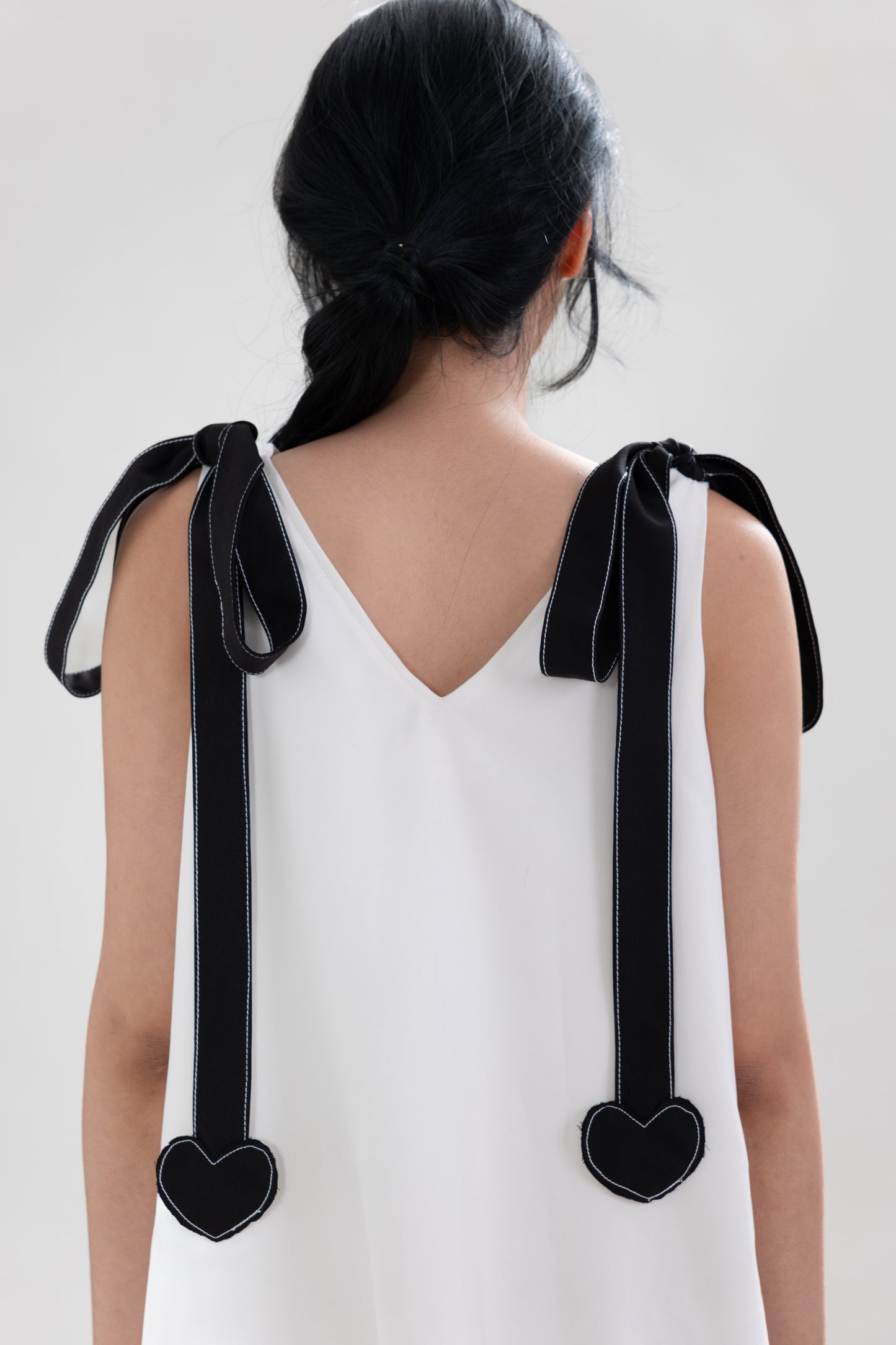 HT Ribbon Heart Mini Dress in Buttermilk