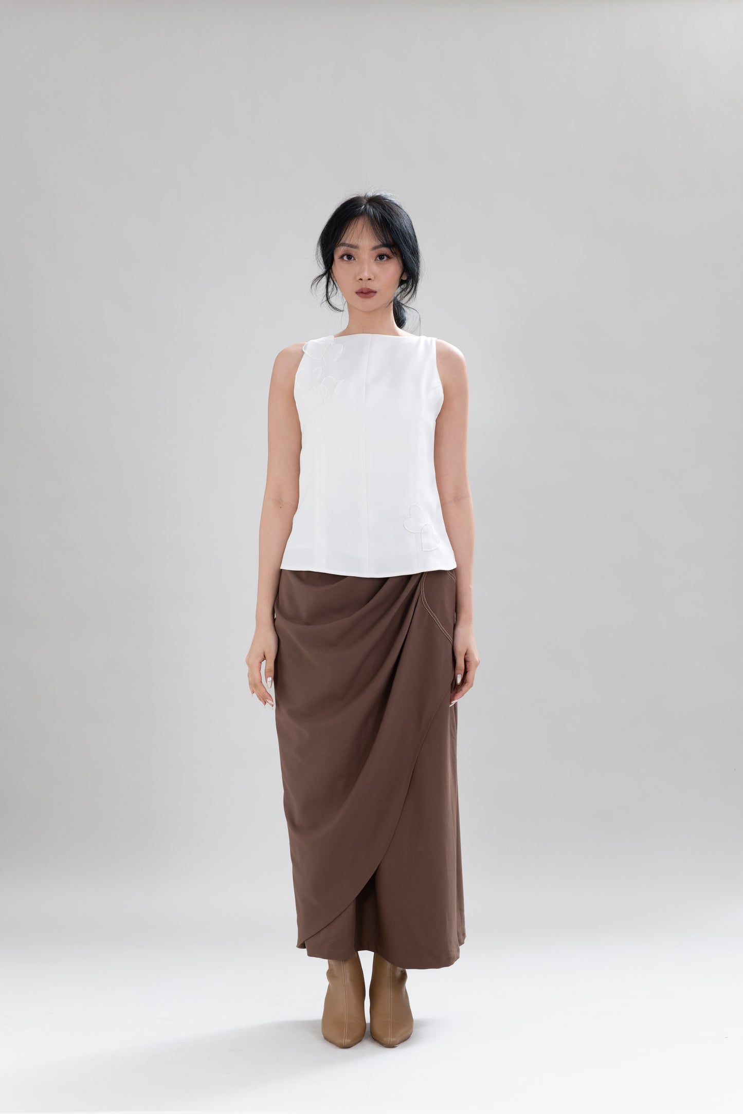 PO HT Hearts Sleeveless Top in Buttermilk