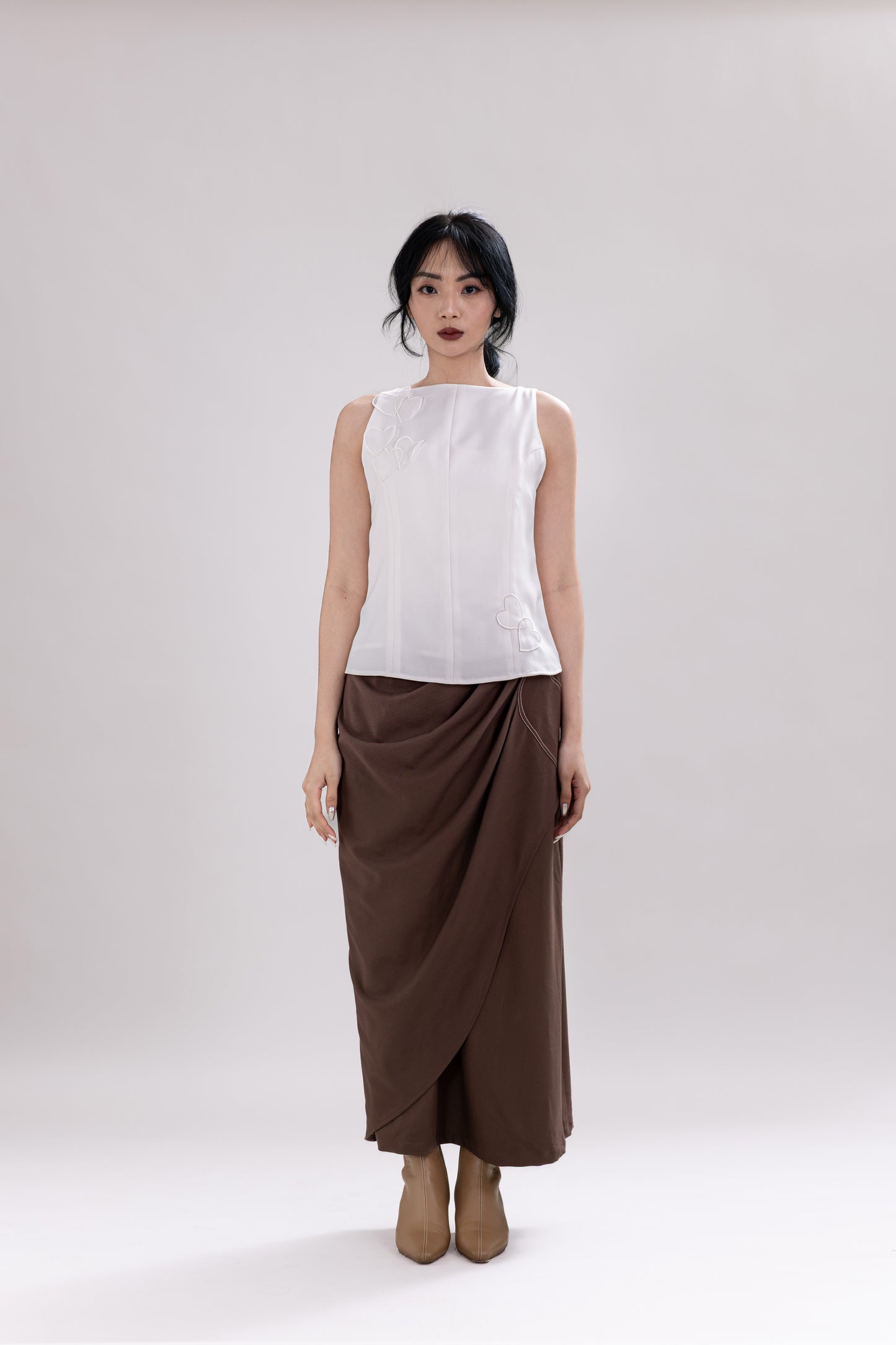 HT Hearts Sleeveless Top in Buttermilk