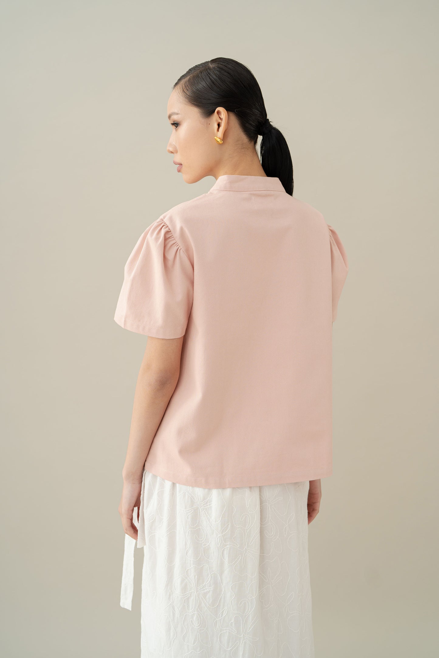 Lembayung Button Peplum Top in Hey Baby