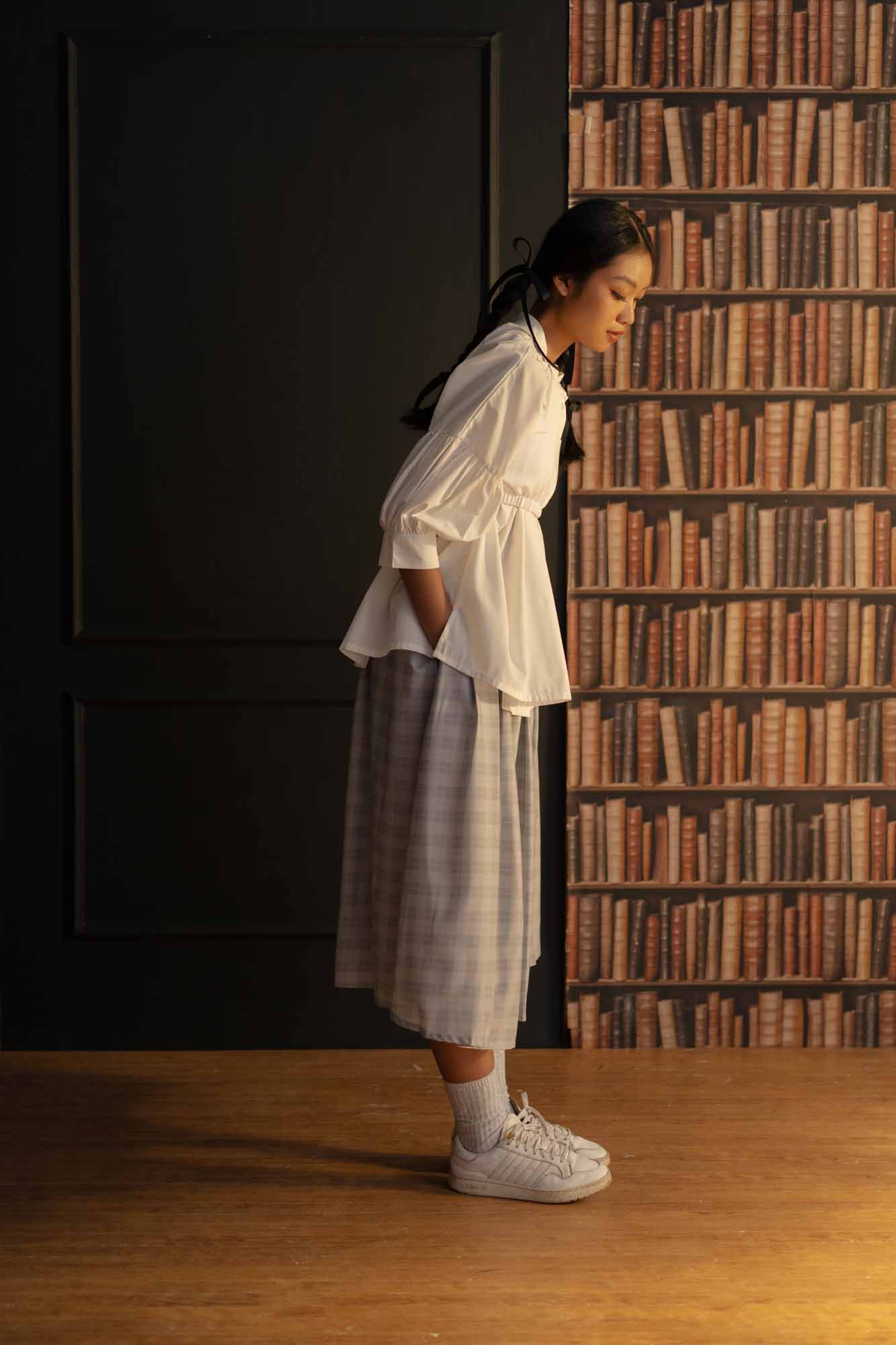 Plain & Plaid Midi Skirt