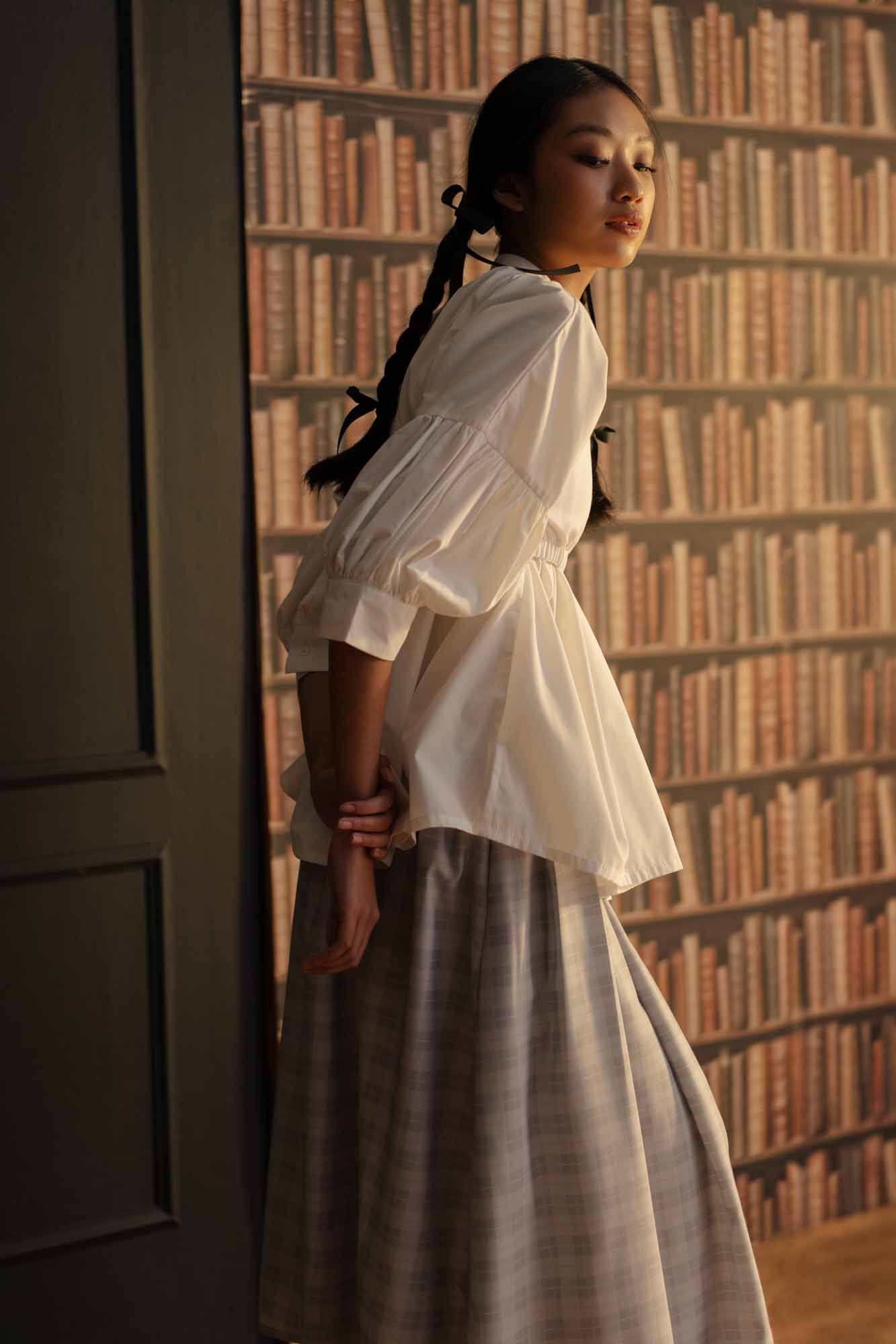 Plain & Plaid Midi Skirt