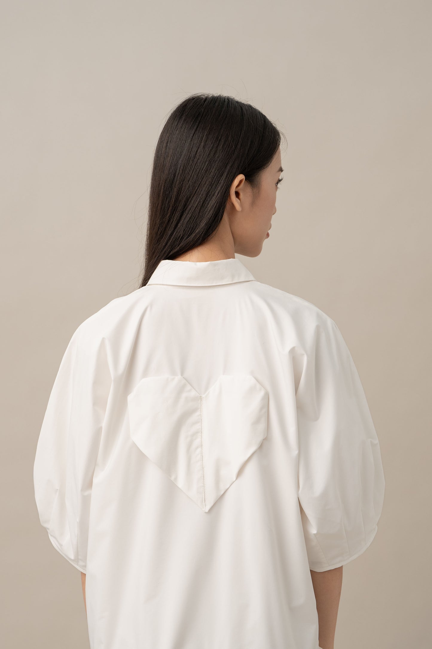 PO DA Big Heart Pleats Dress in Buttermilk