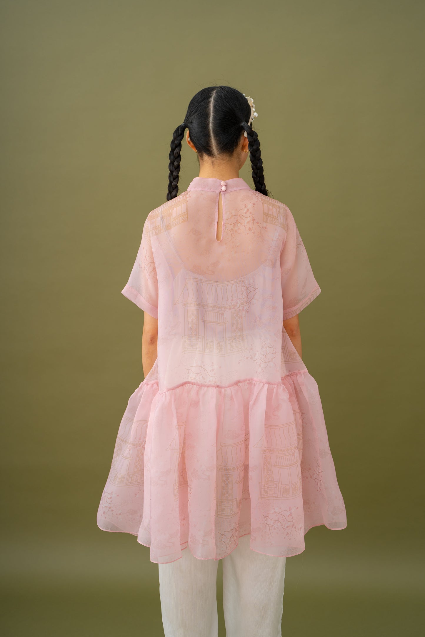 Jade Pattern Babydoll Top