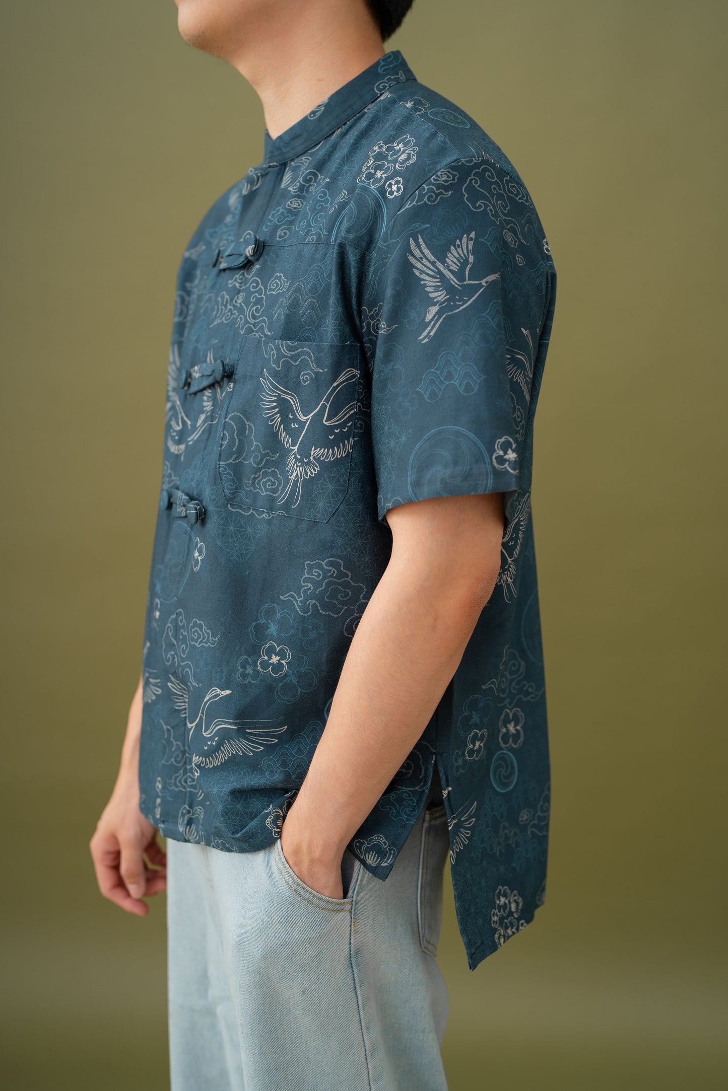 Jade Unisex Mandarin Collar Shirt