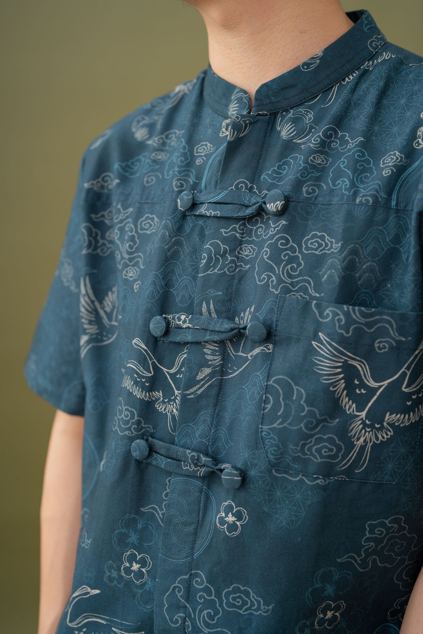 Jade Unisex Mandarin Collar Shirt