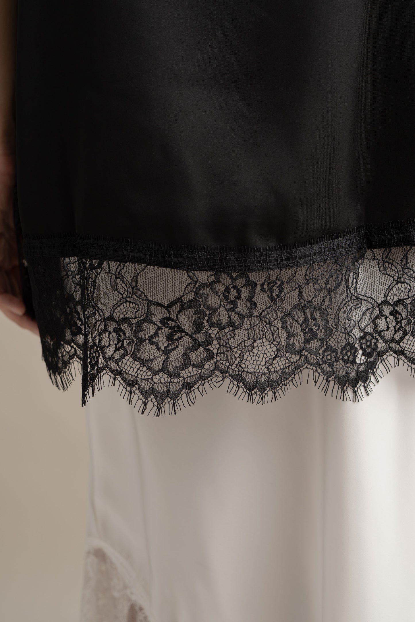 Cinderella Lacey Satin Tank In Licorice