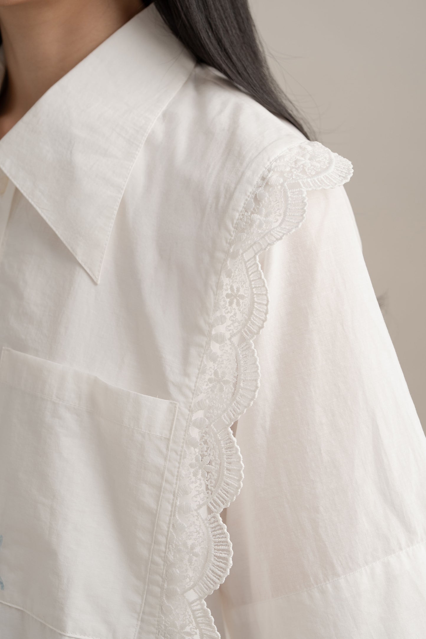 Cinderella Lacey Pocket Shirt In Buttermilk
