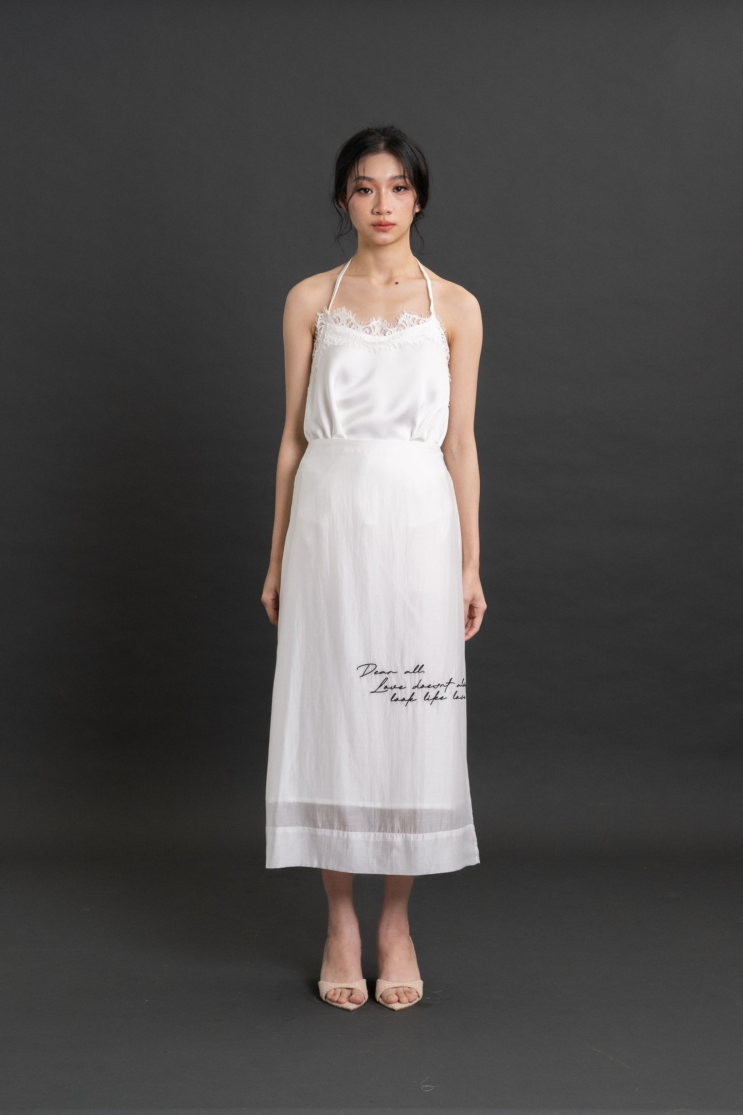 DA Letter Skirt in Buttermilk