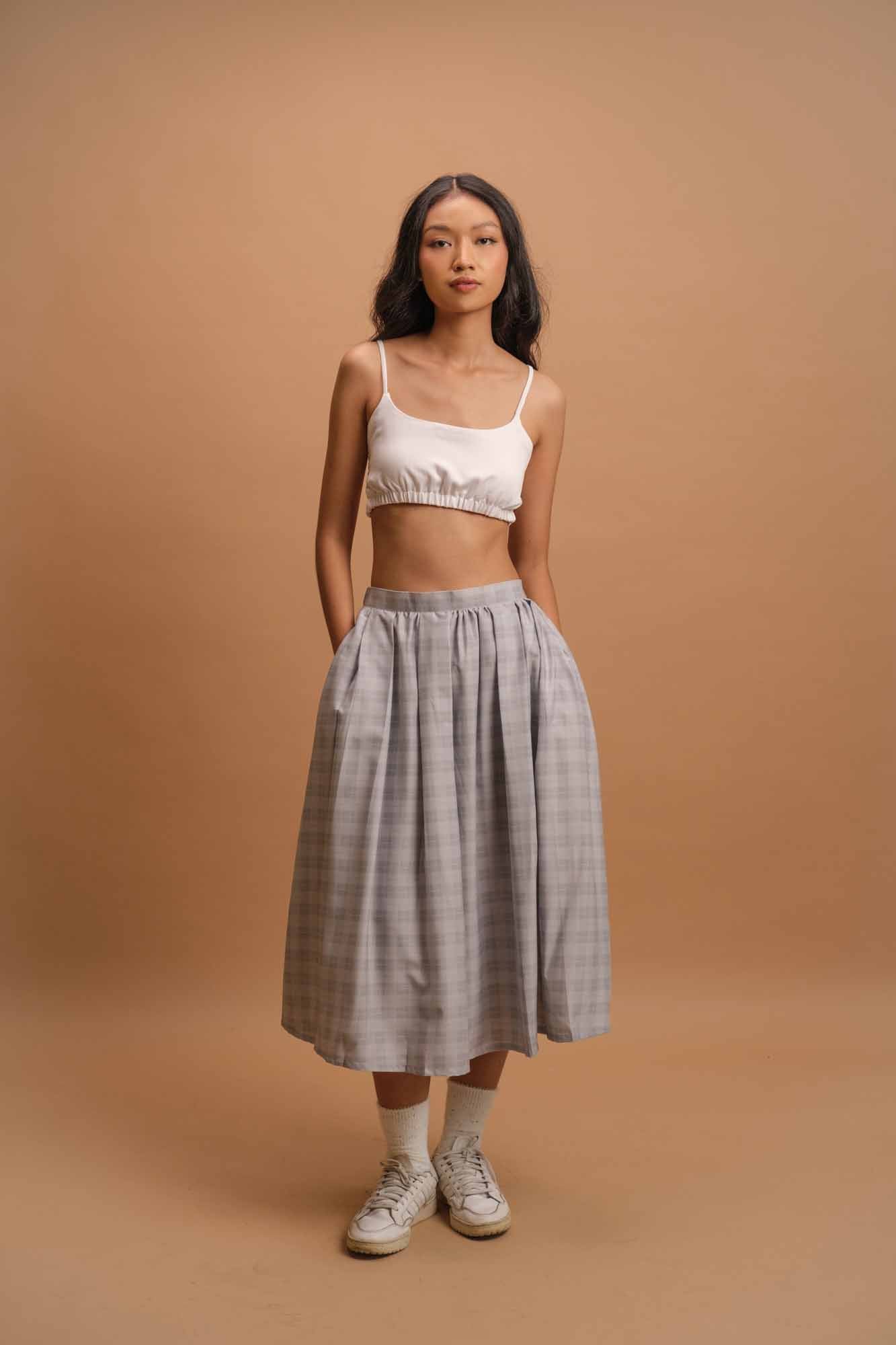 Plain & Plaid Midi Skirt