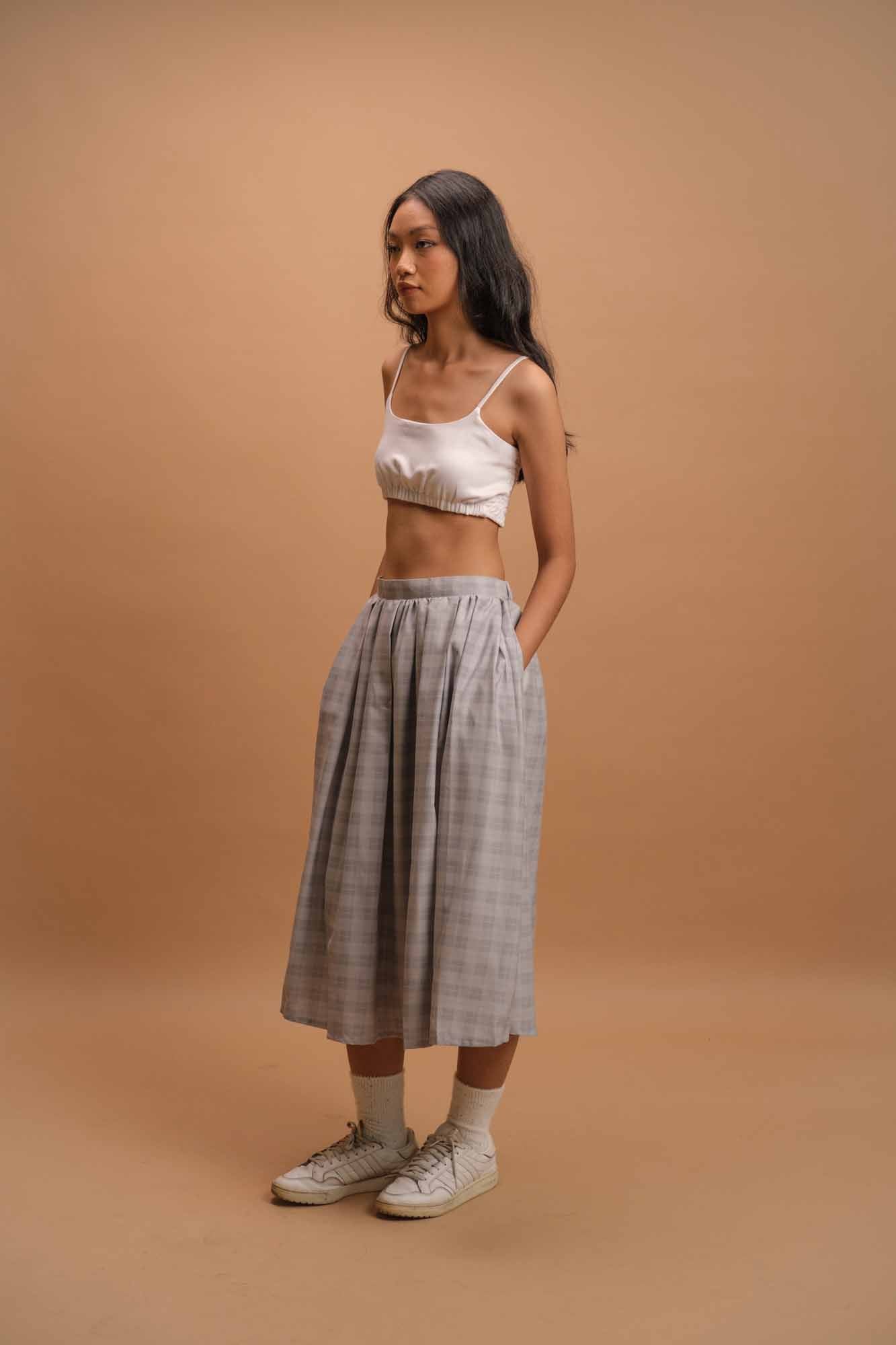Plain & Plaid Midi Skirt