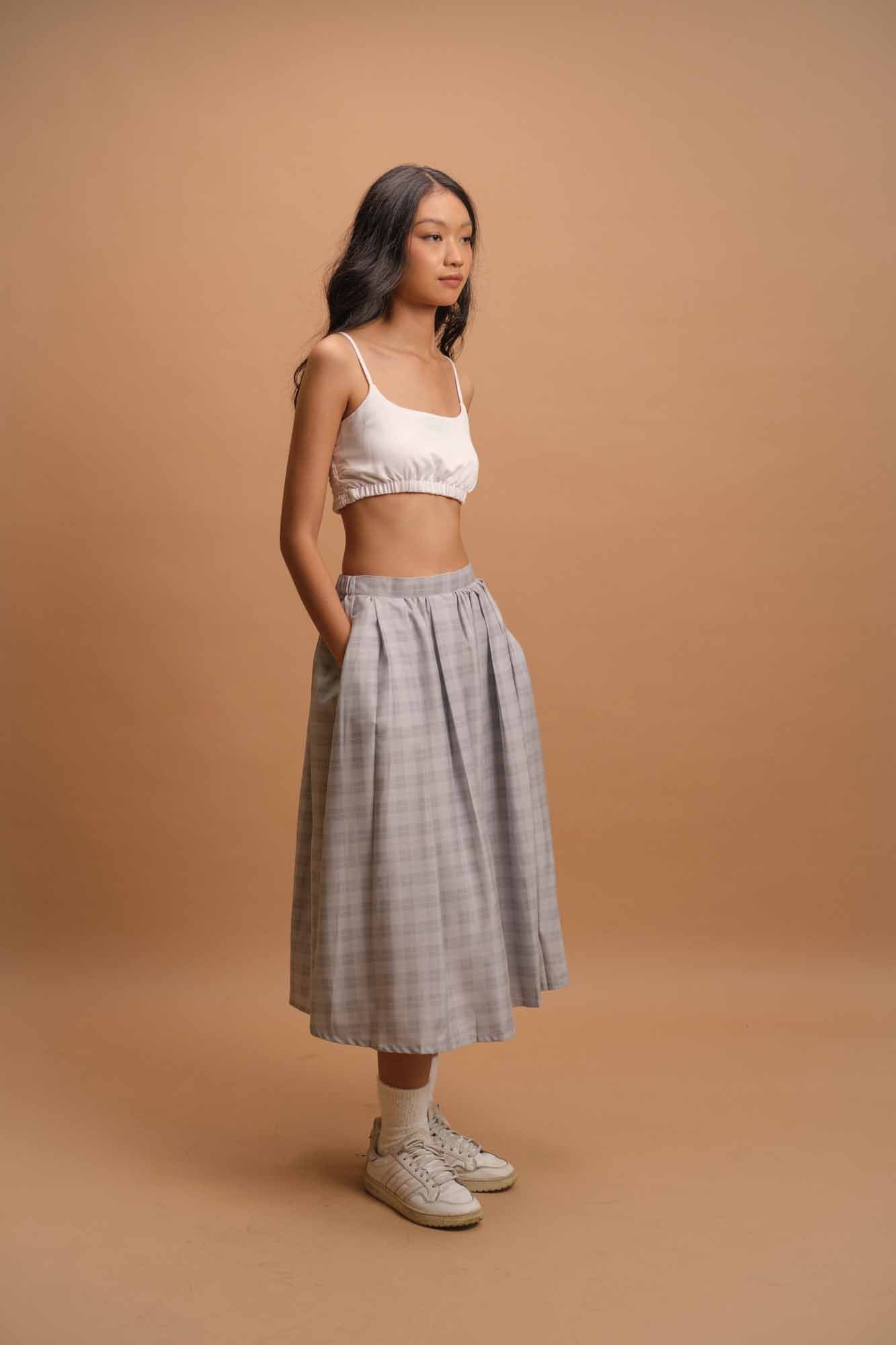 Plain & Plaid Midi Skirt