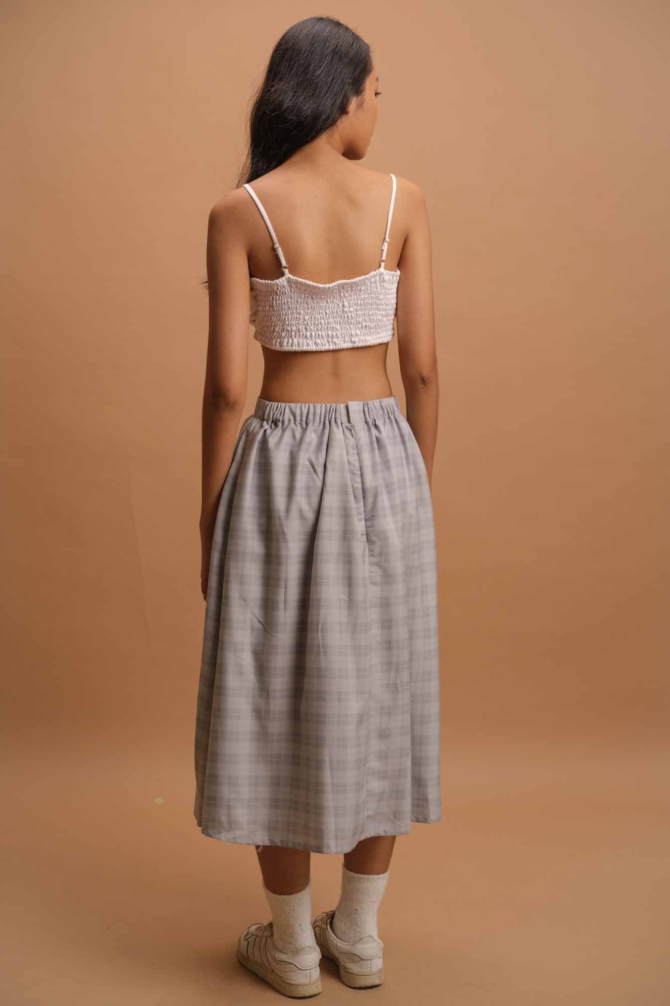 Plain & Plaid Midi Skirt