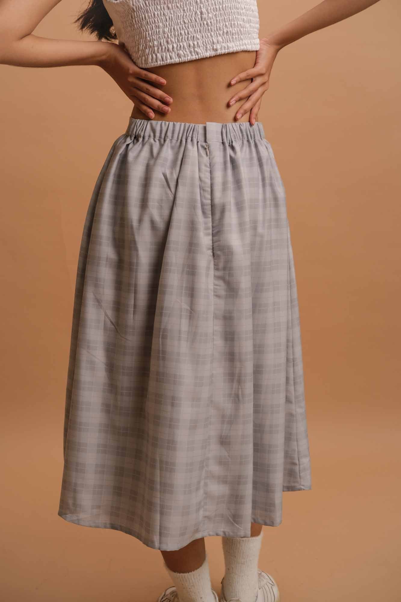 Plain & Plaid Midi Skirt