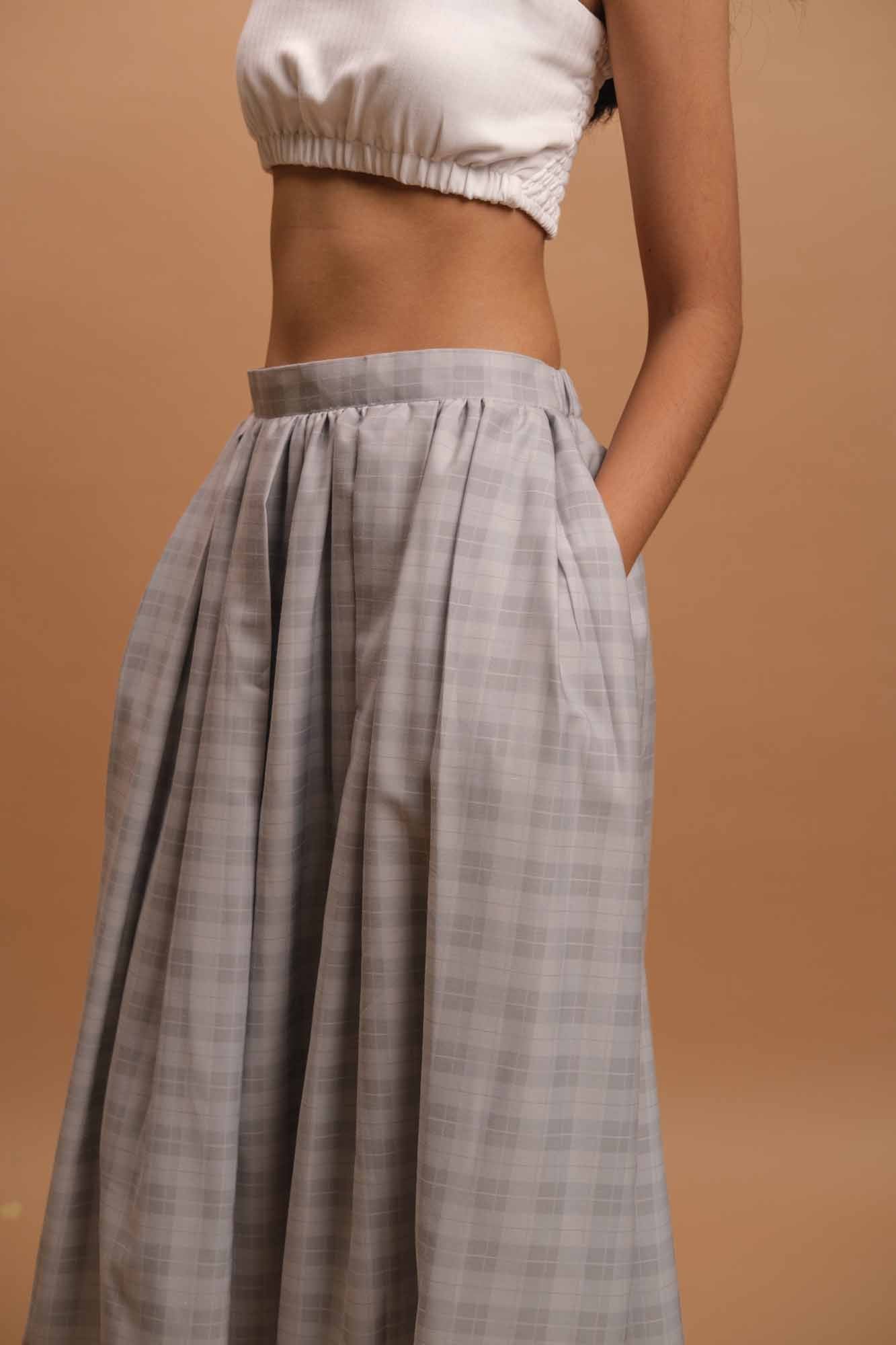 Plain & Plaid Midi Skirt