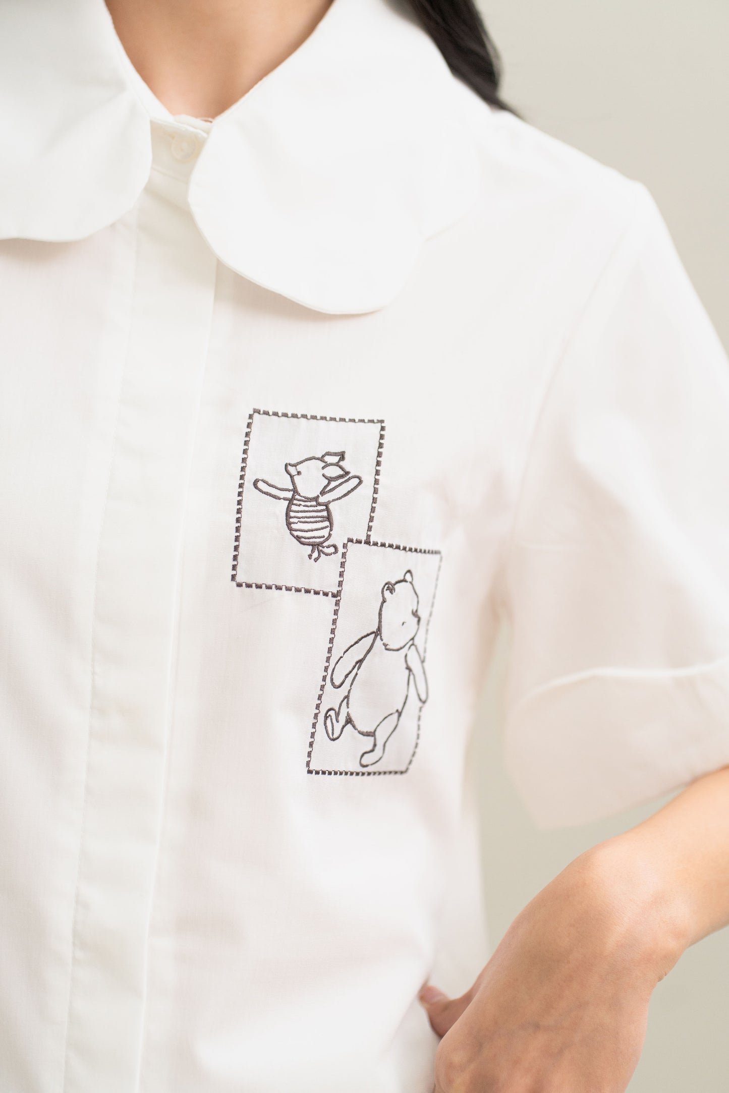 WTP Embroidery Scallop Shirt in Buttermilk