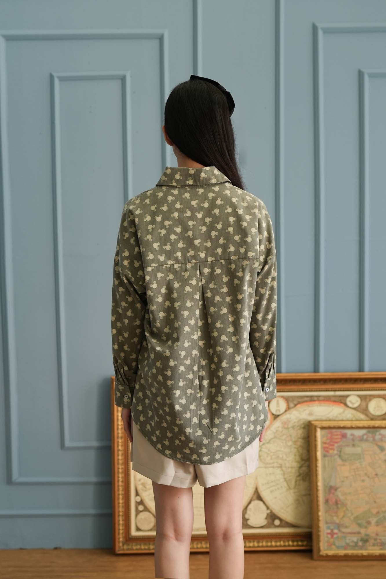 Mickey Mouse Pattern Shirt in Grey