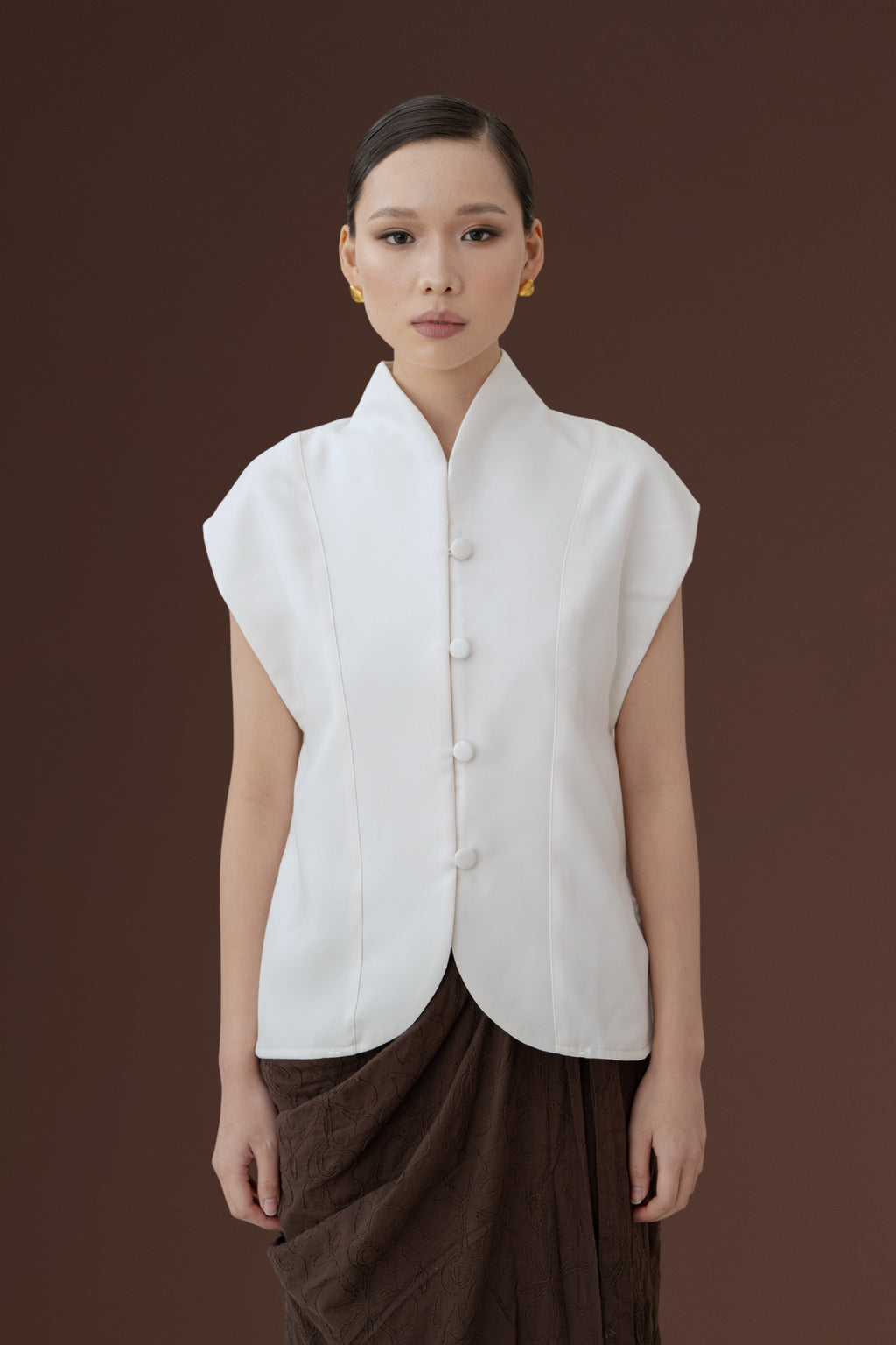 Senandika Kebaya Top in Buttermilk - Belt Included