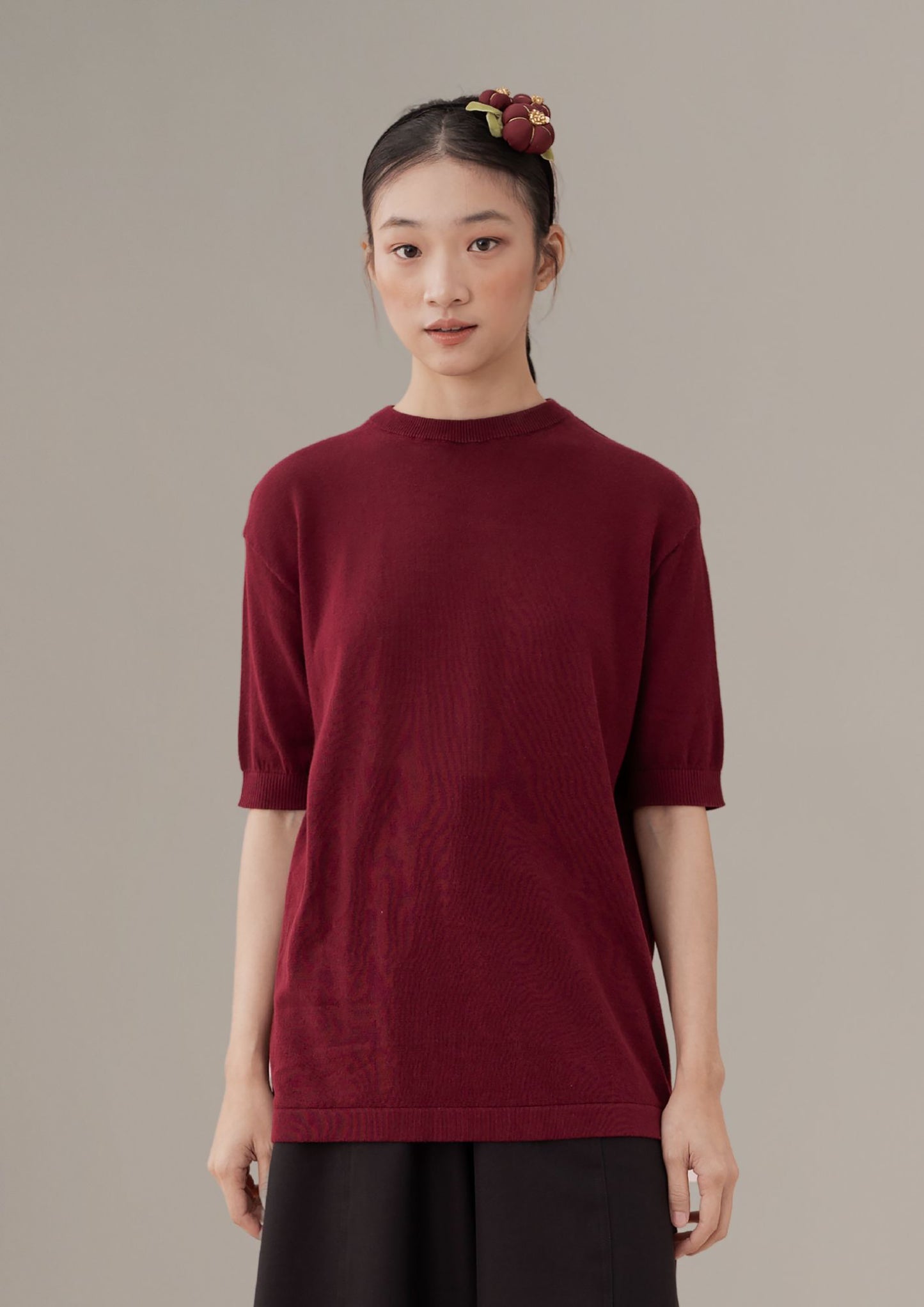 THC Knit Tee In Mulled Berry