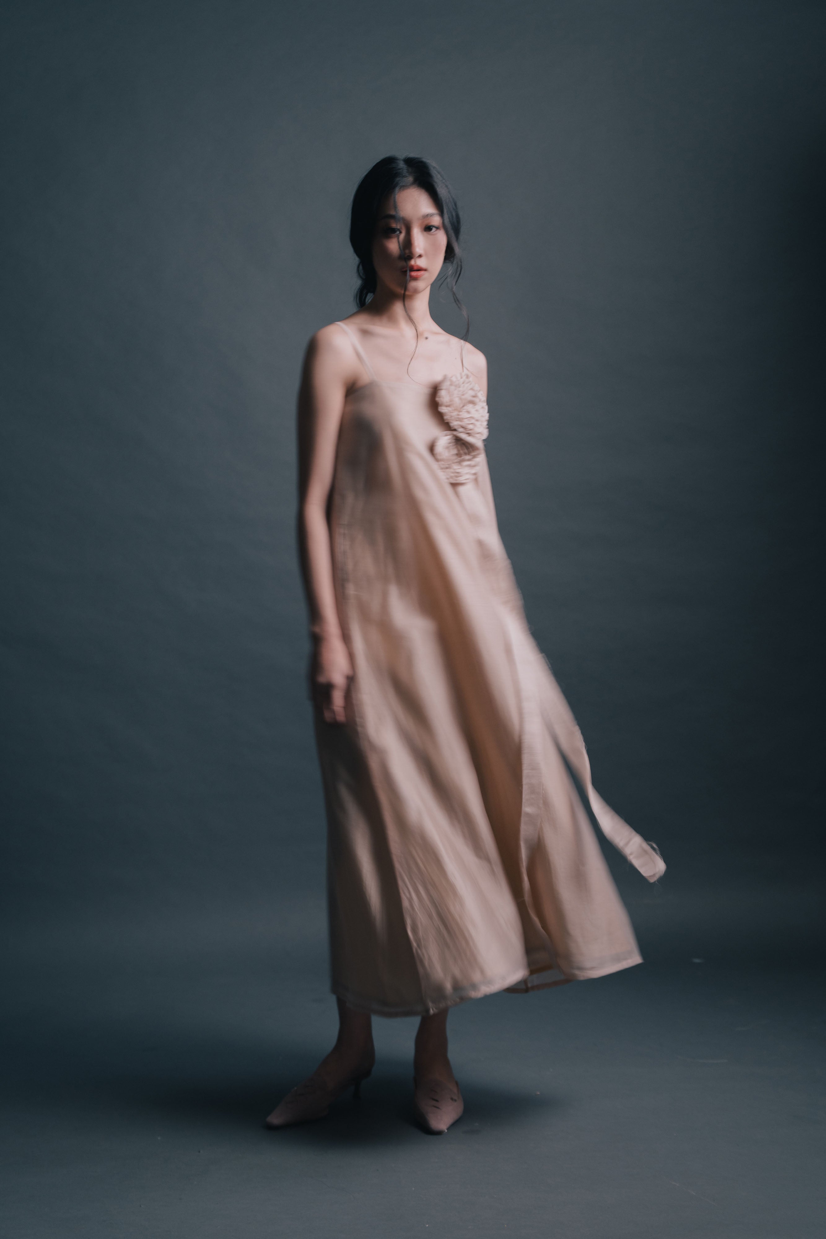 DA Bloom Heart Dress in Beige