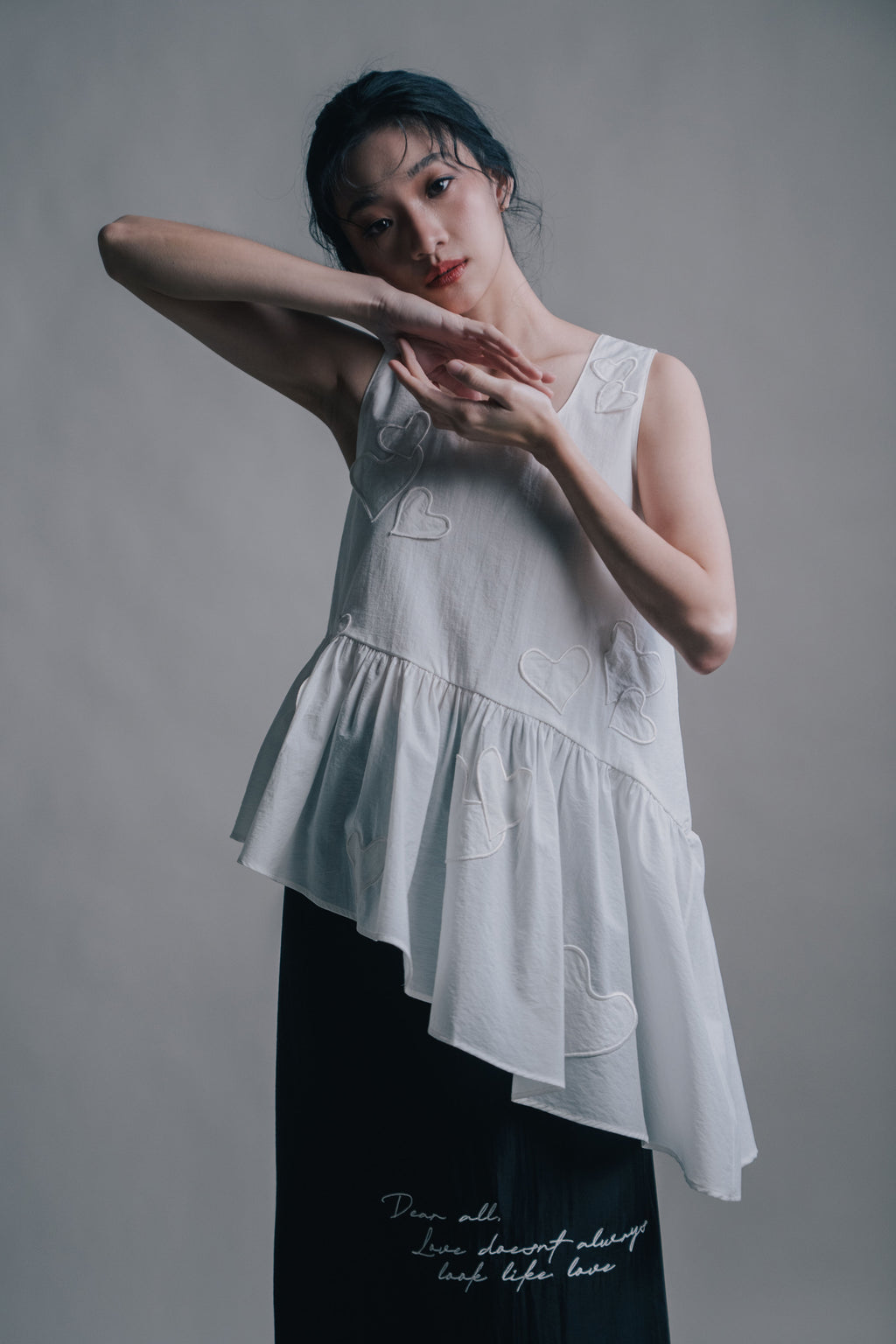 DA Hearts Sleeveless Top in Buttermilk