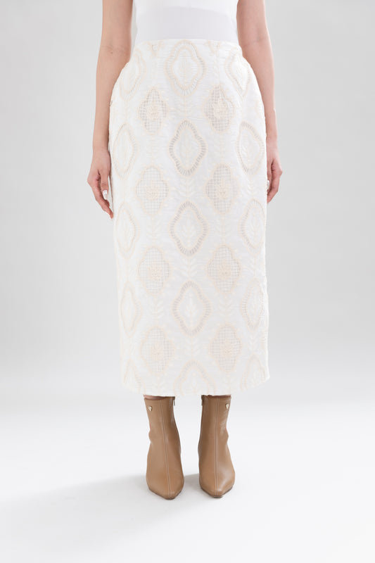 HT Embroidery Skirt in Buttermilk