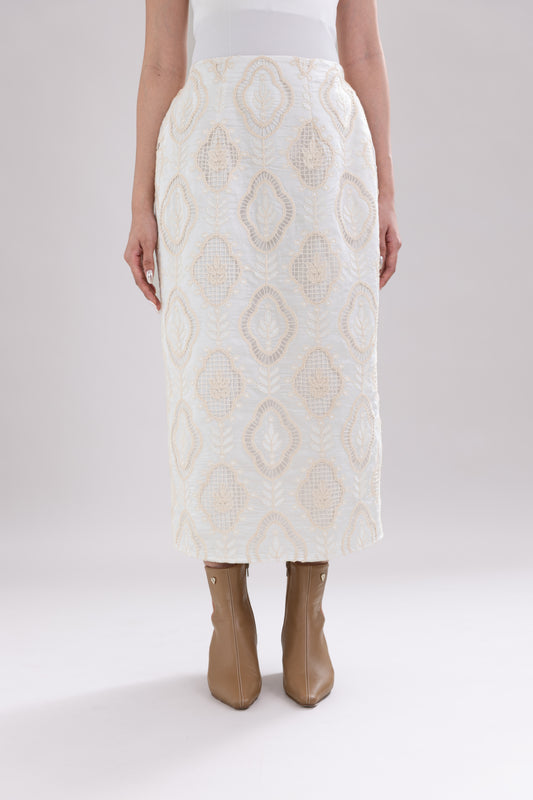 HT Embroidery Skirt in Buttermilk