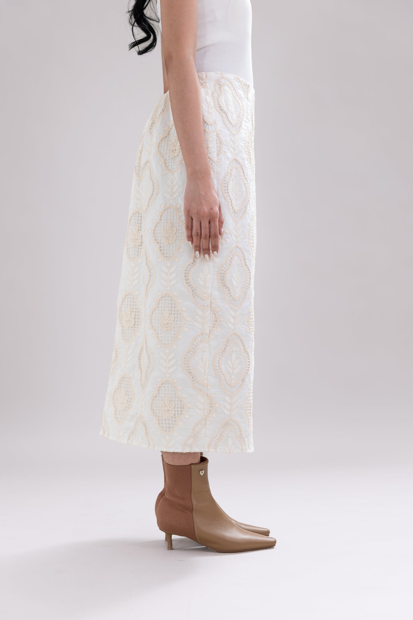 HT Embroidery Skirt in Buttermilk