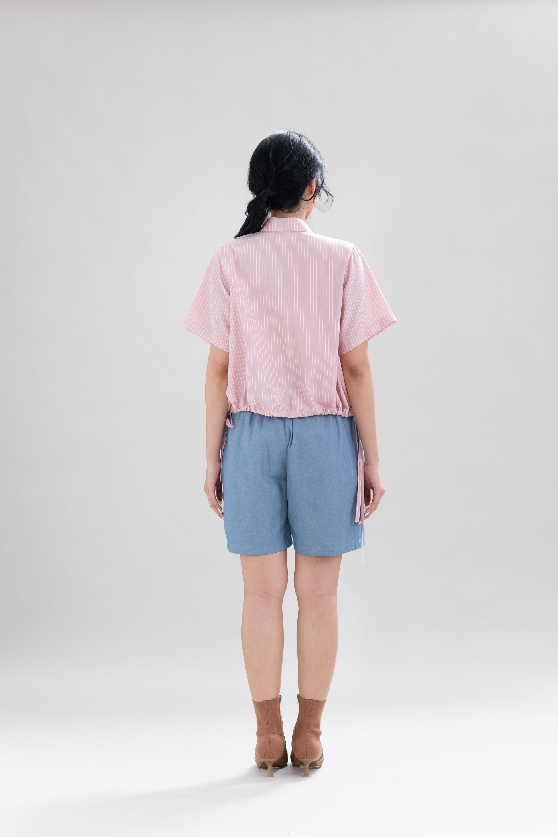 HT Heart Button Stripe Short Sleeve Shirt in Hey Baby