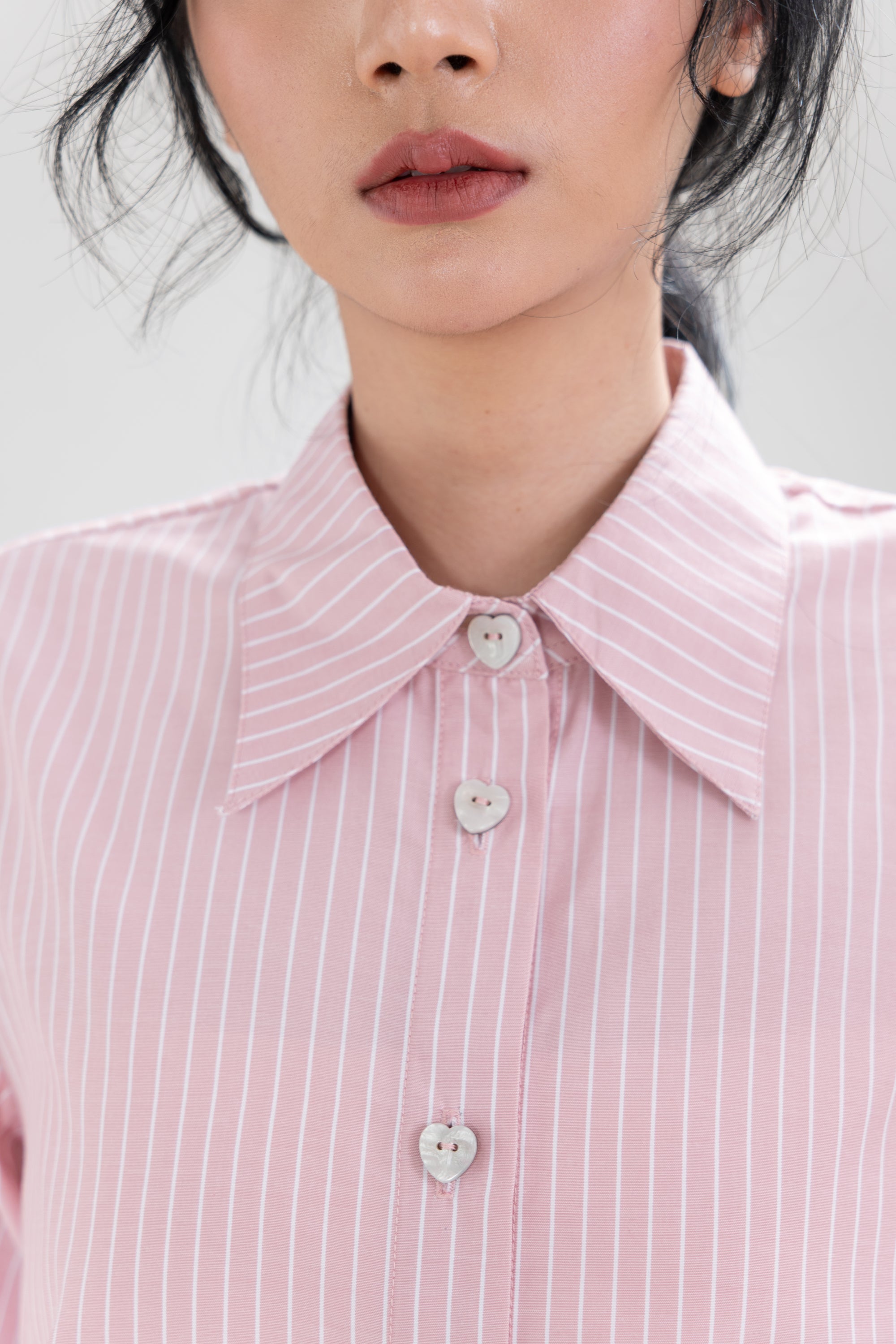 HT Heart Button Stripe Short Sleeve Shirt in Hey Baby