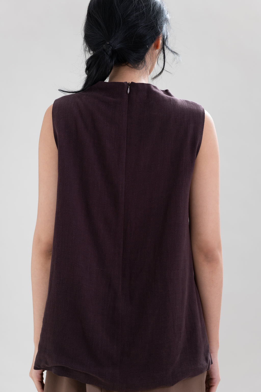 HT Drape Sleeveless Top in Dark Brown