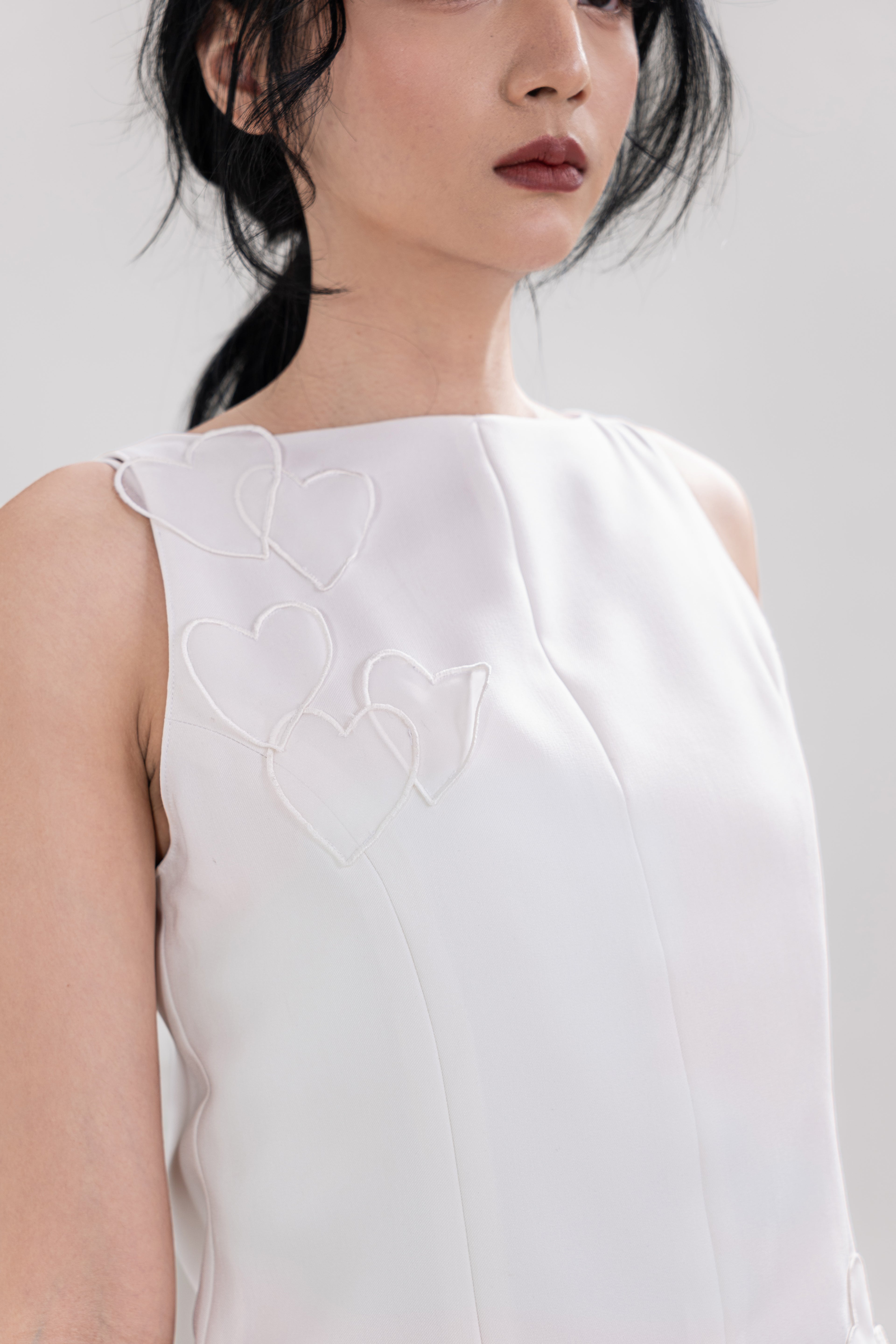 HT Hearts Sleeveless Top in Buttermilk