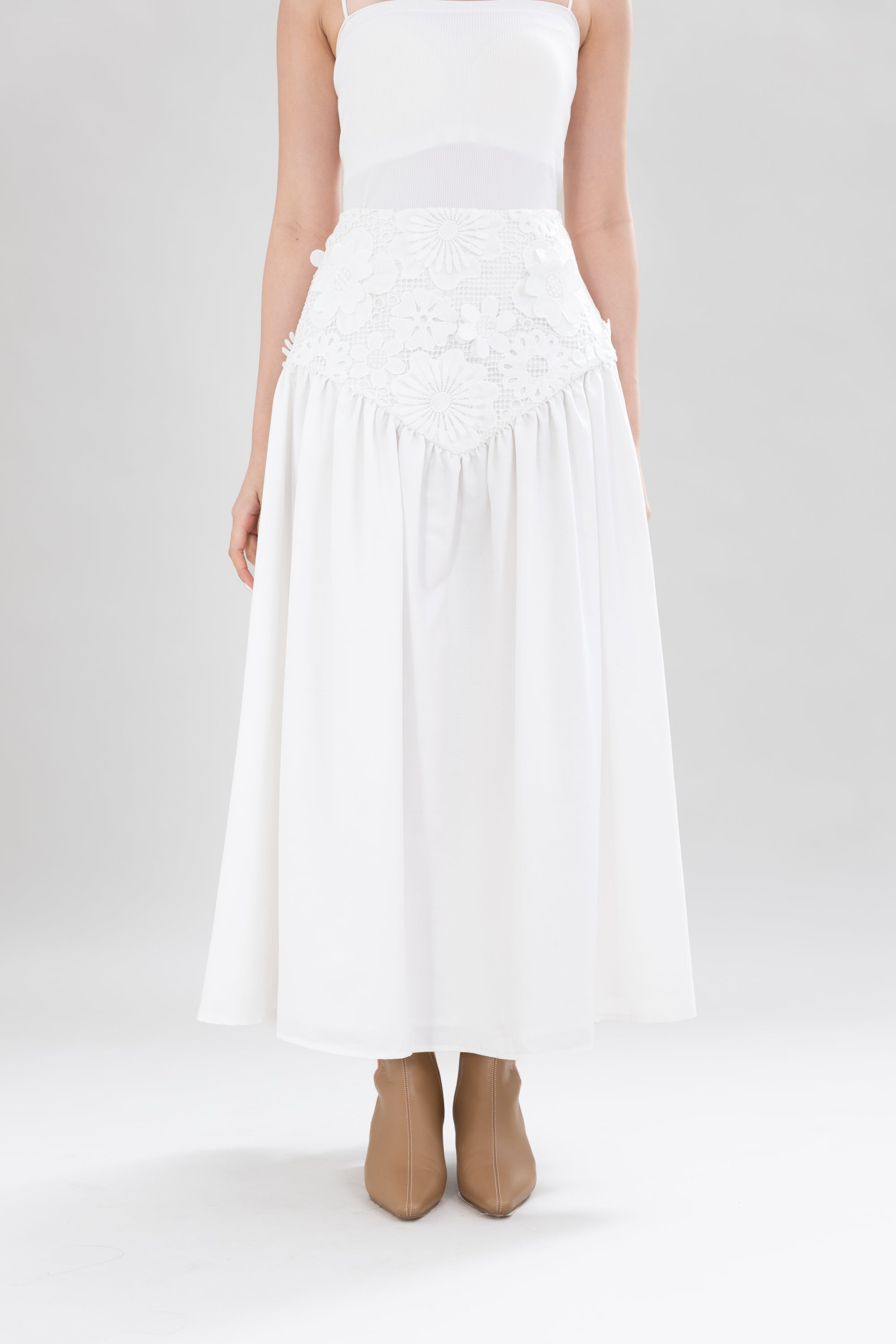 HT Bloom Skirt in Buttermilk
