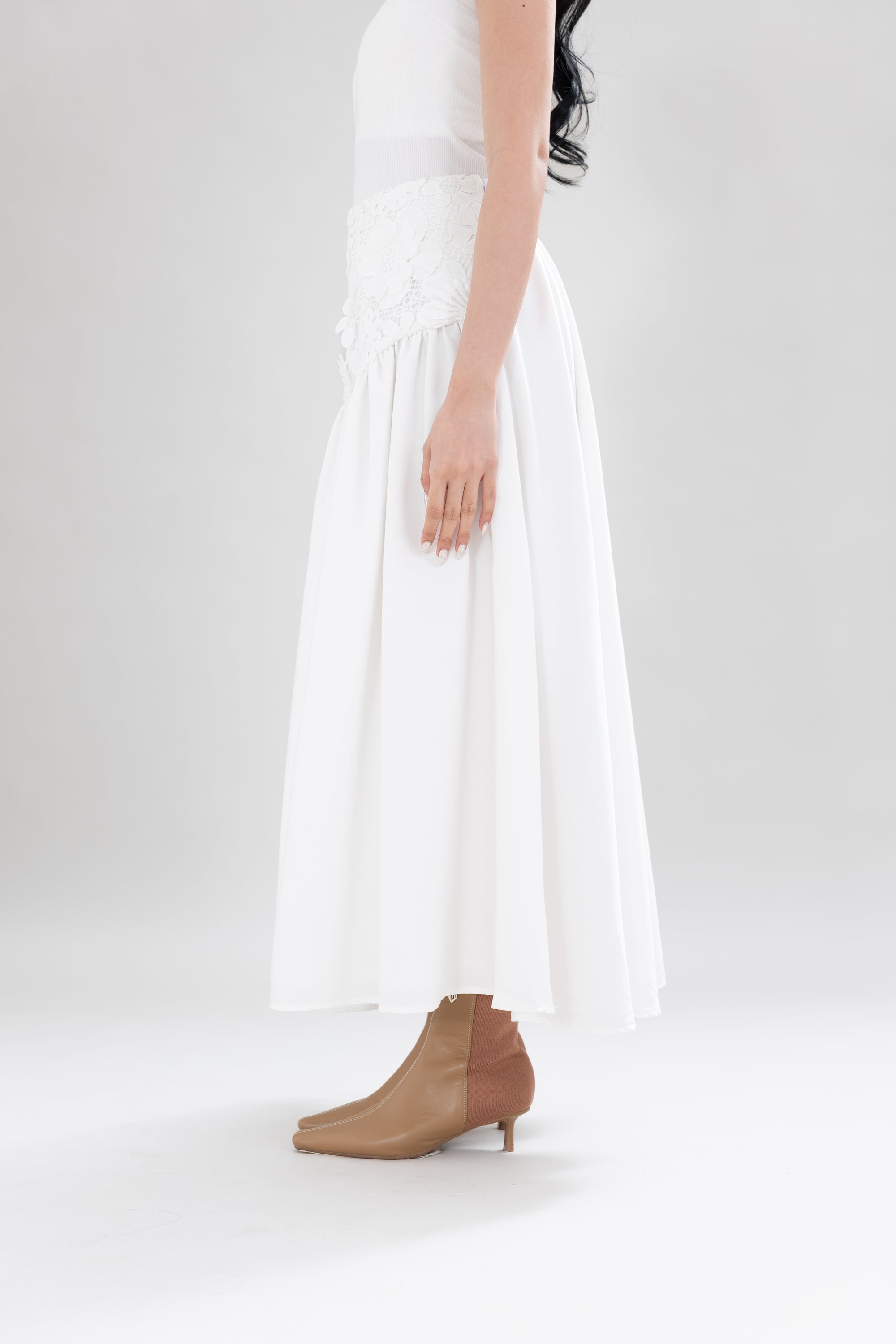HT Bloom Skirt in Buttermilk