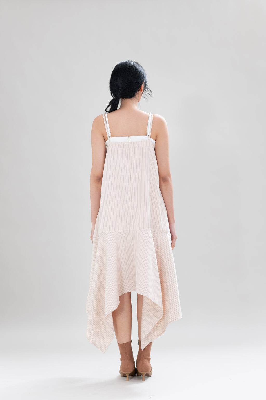 HT Asymmetric Stripe Dress in Oat