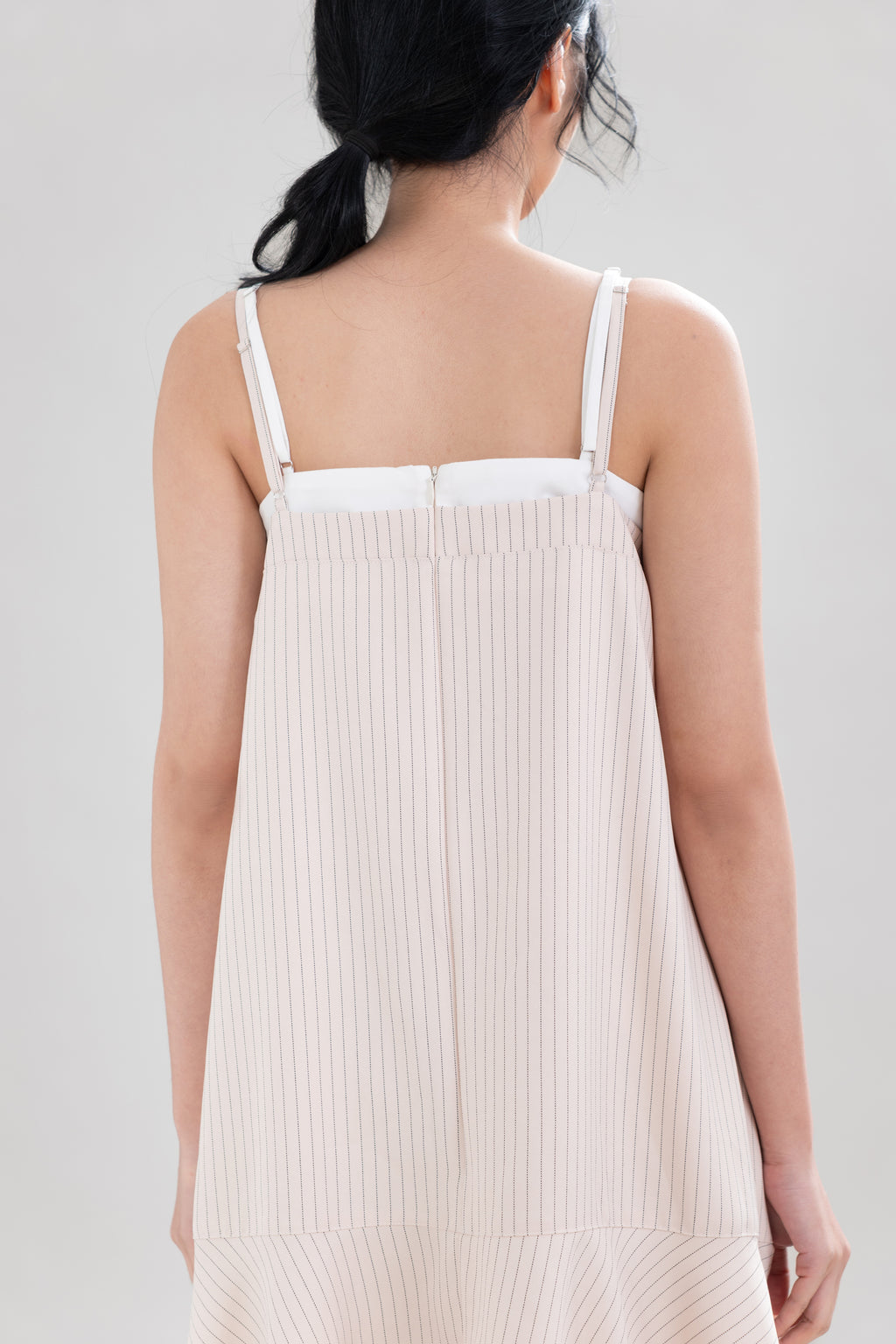 HT Asymmetric Stripe Dress in Oat