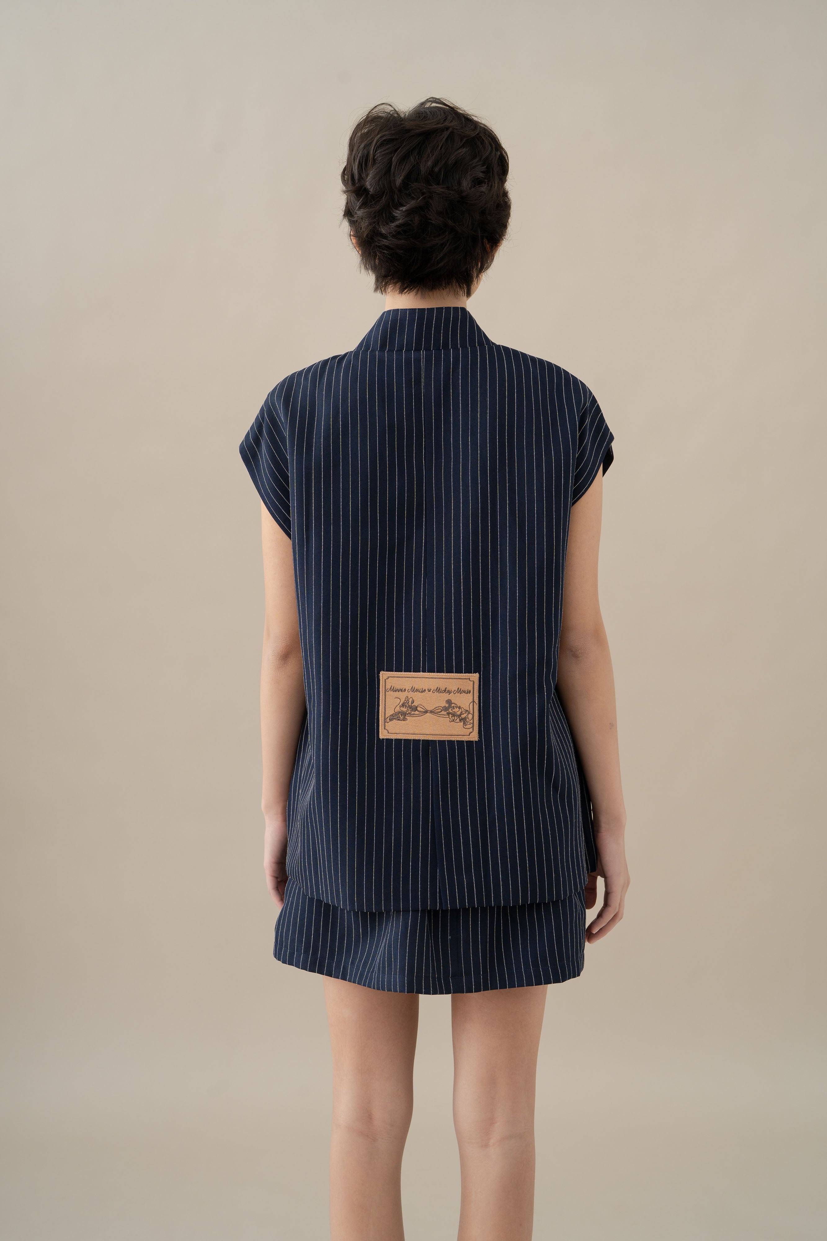 MM Button Stripe Top in Navy