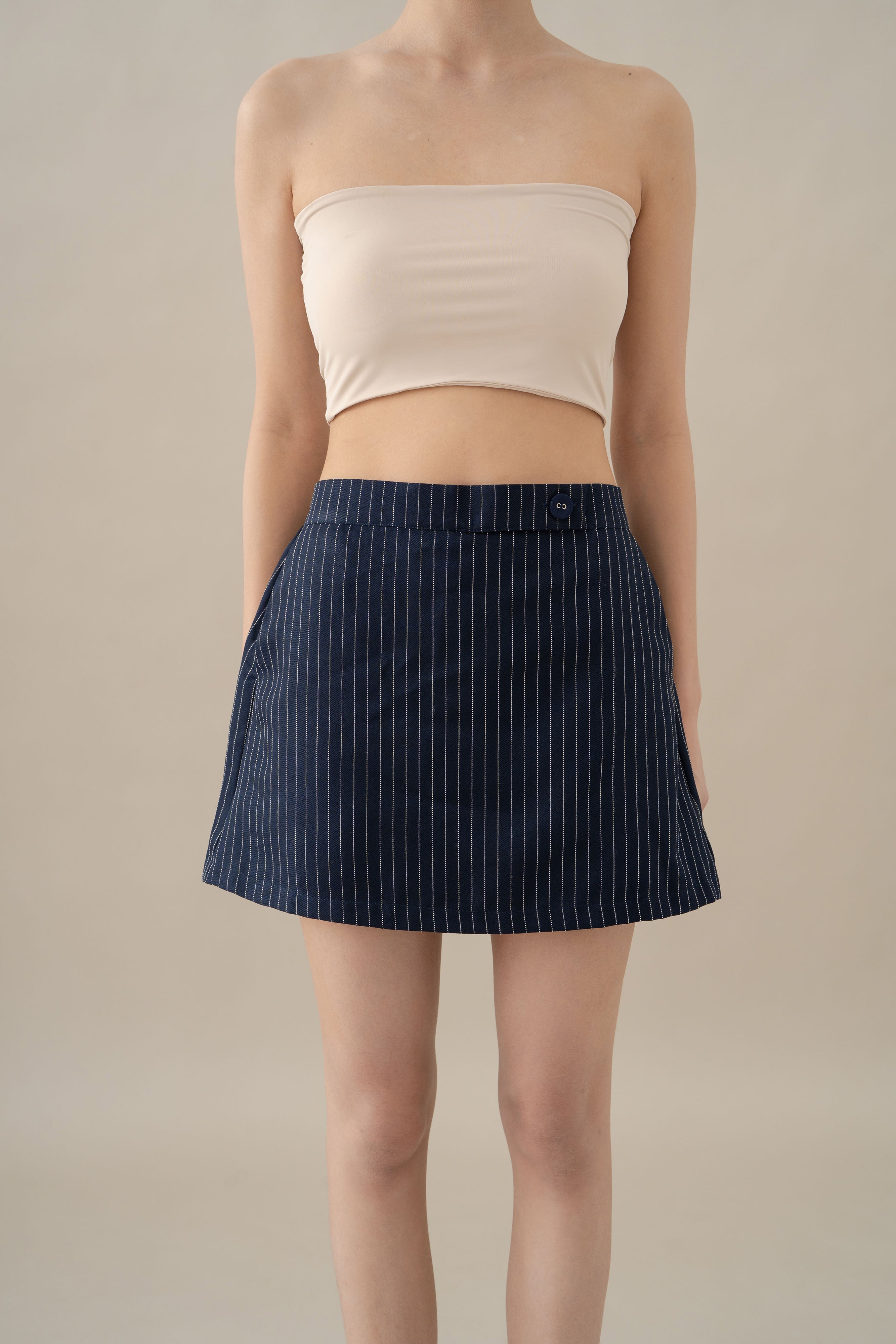 NVR Stripe Skirt in Navy