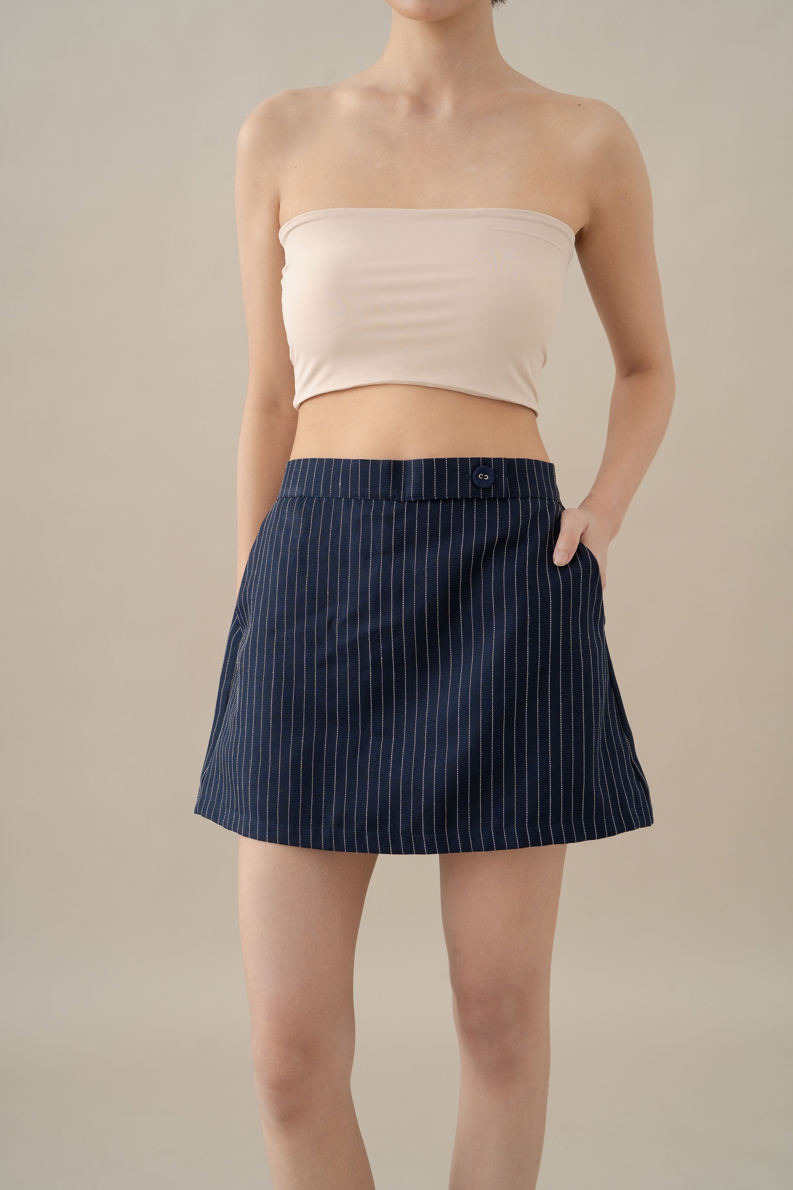 NVR Stripe Skirt in Navy