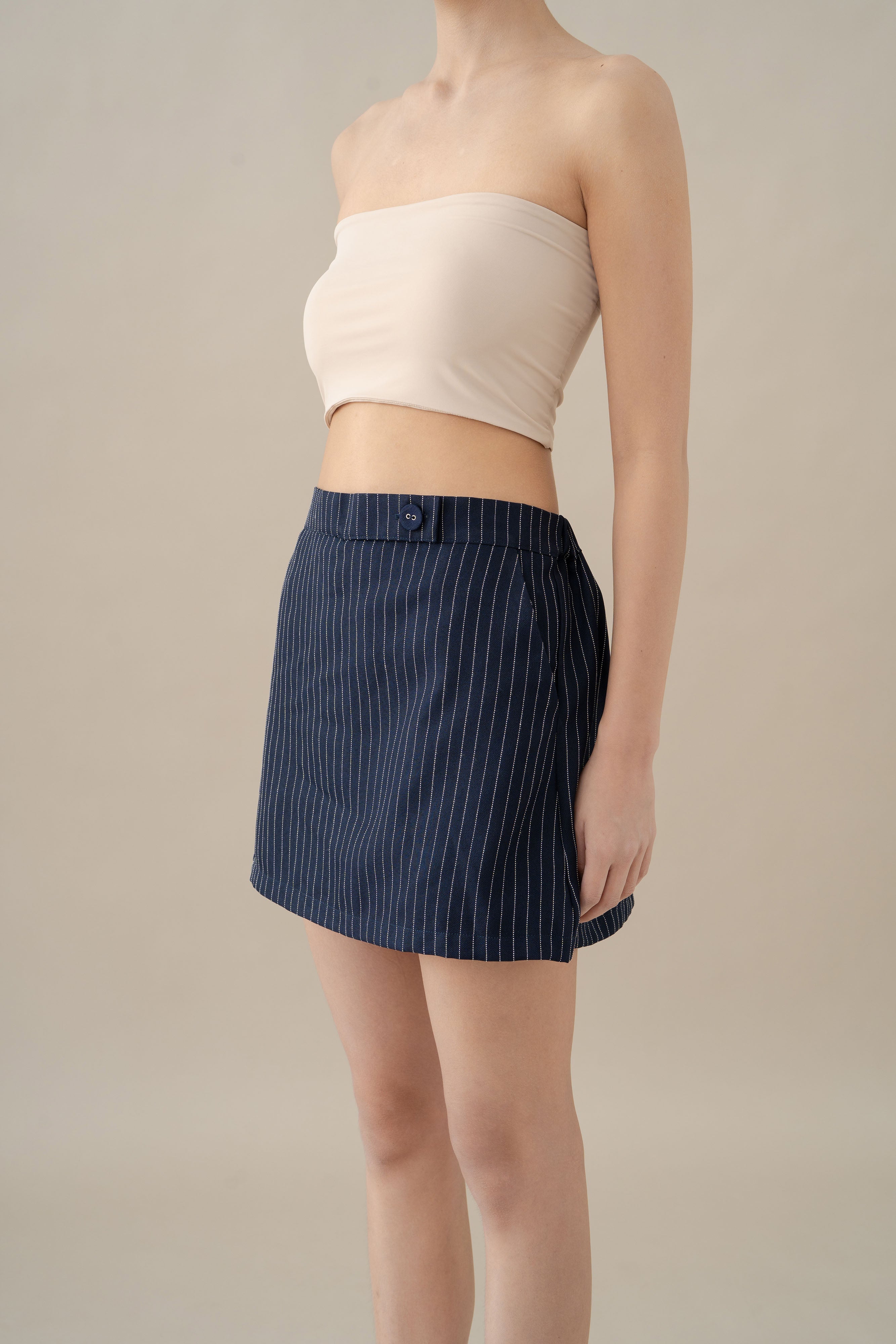 NVR Stripe Skirt in Navy