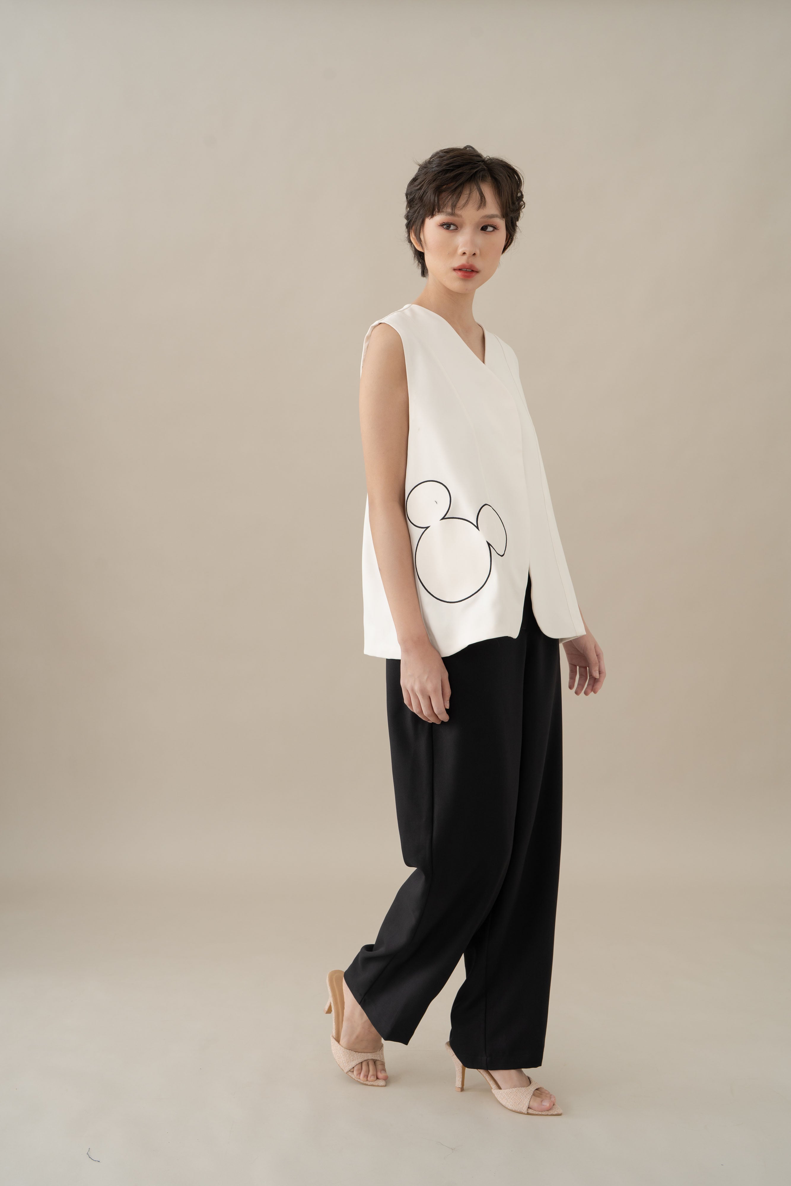 MM Embroidery Vest in Buttermilk