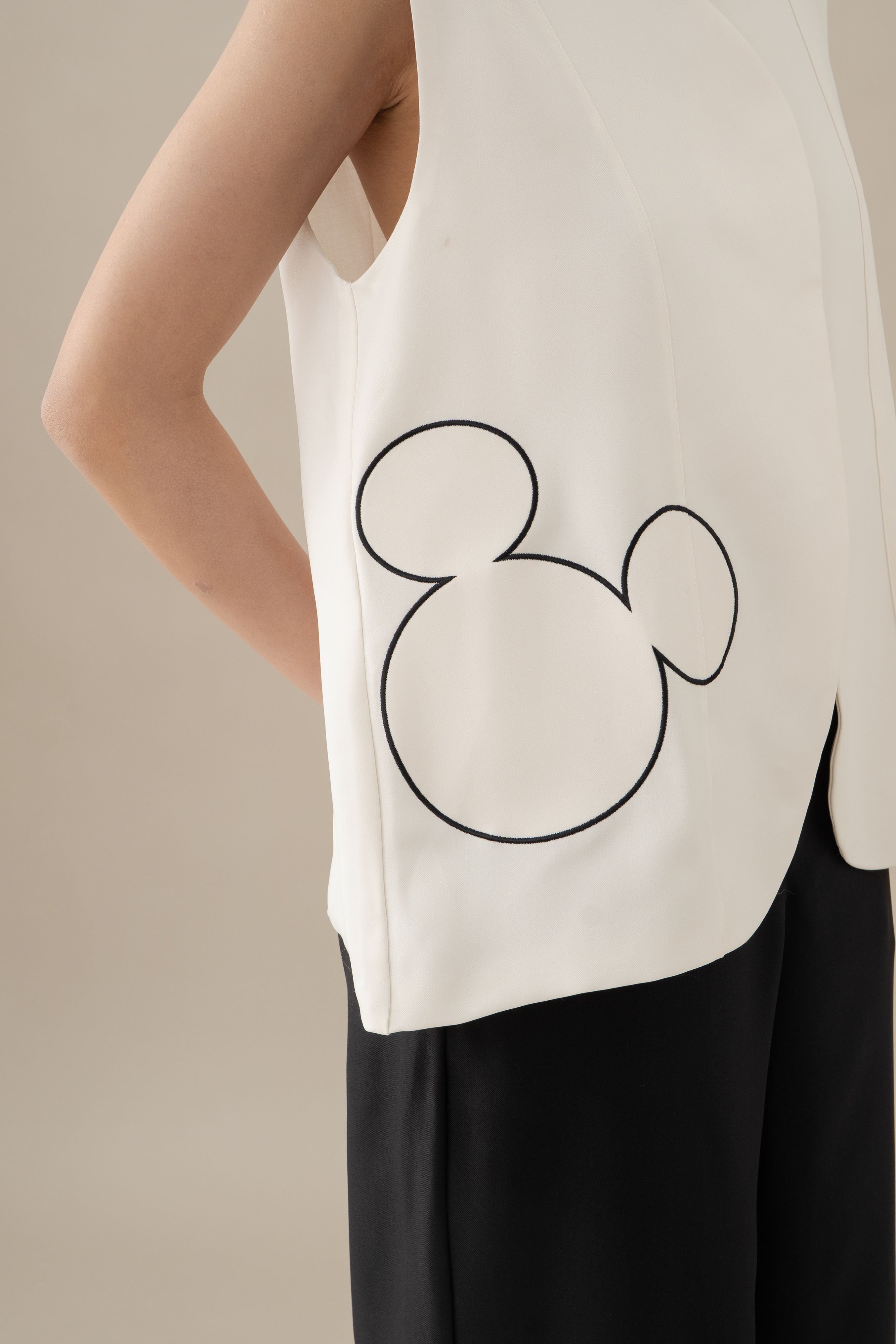 MM Embroidery Vest in Buttermilk