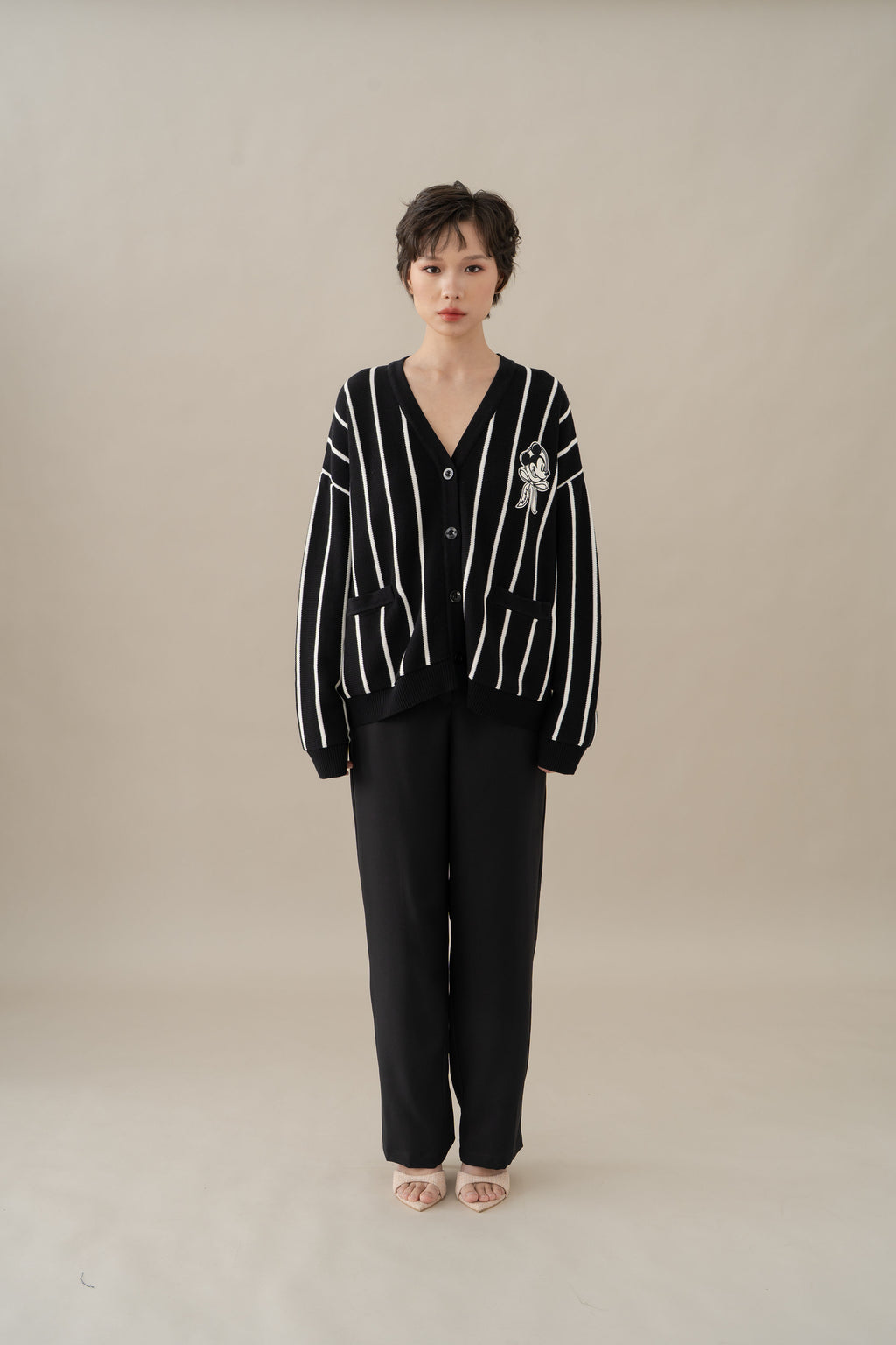 MM Stripe Cardigan in Licorice