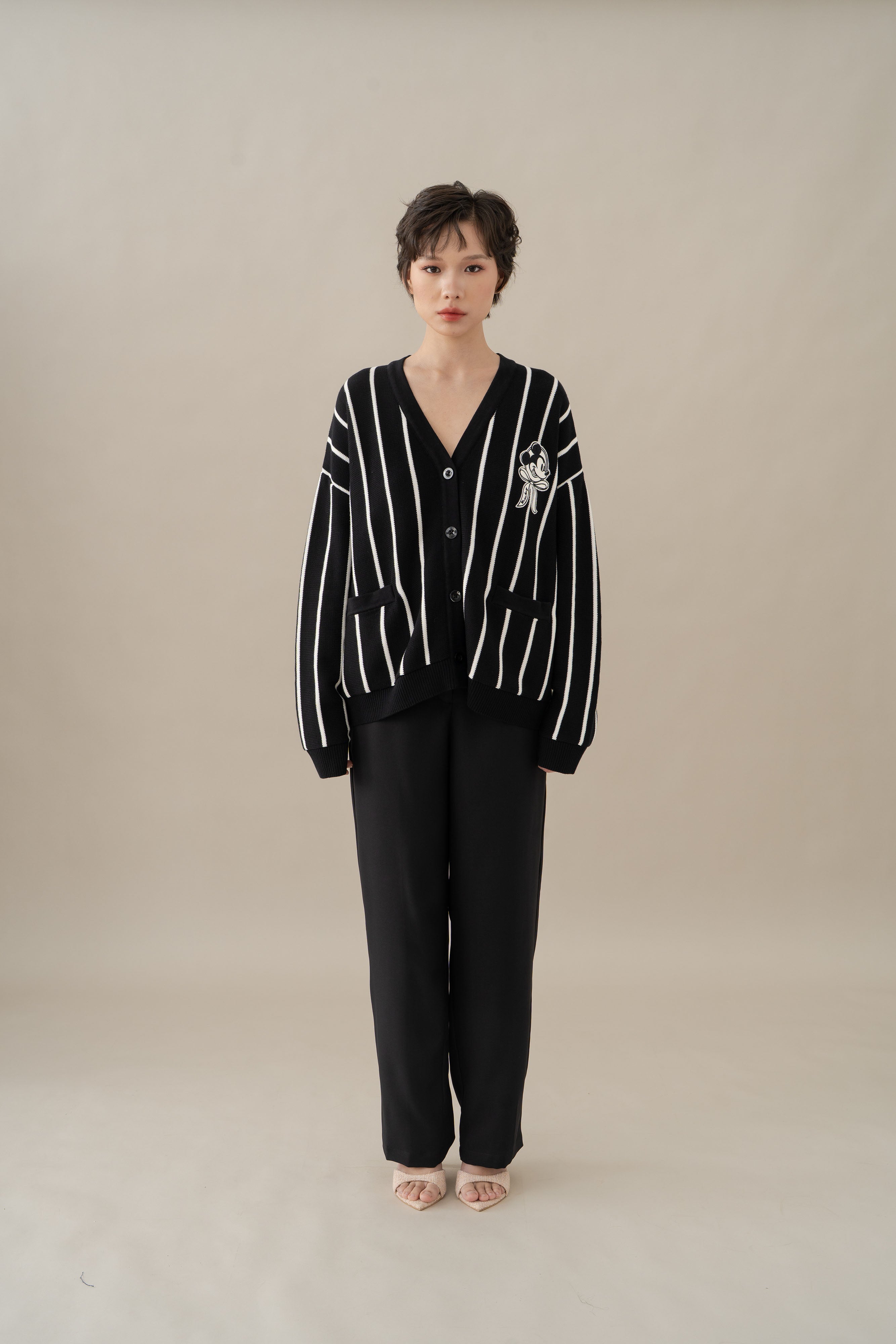 MM Stripe Cardigan in Licorice