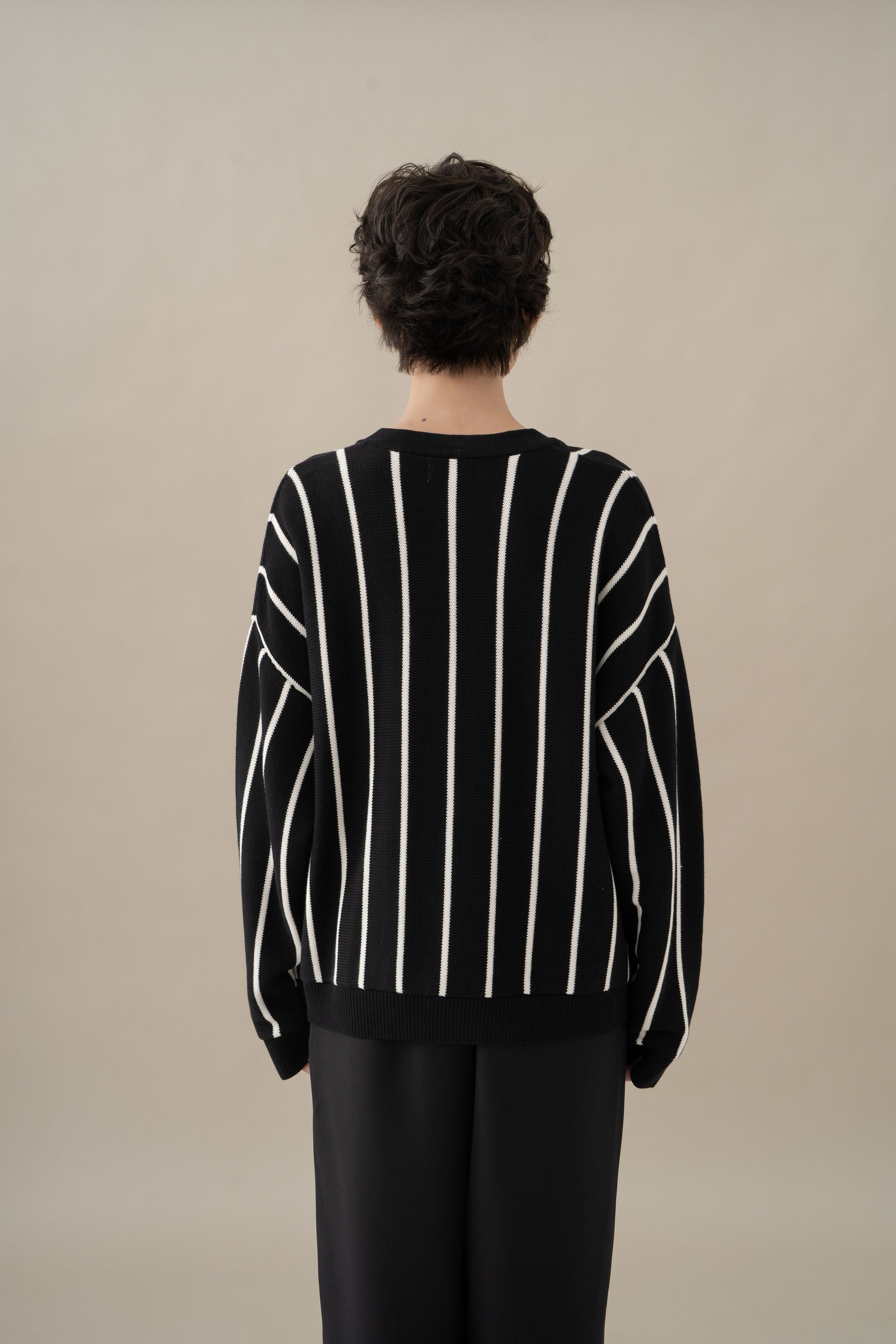 MM Stripe Cardigan in Licorice