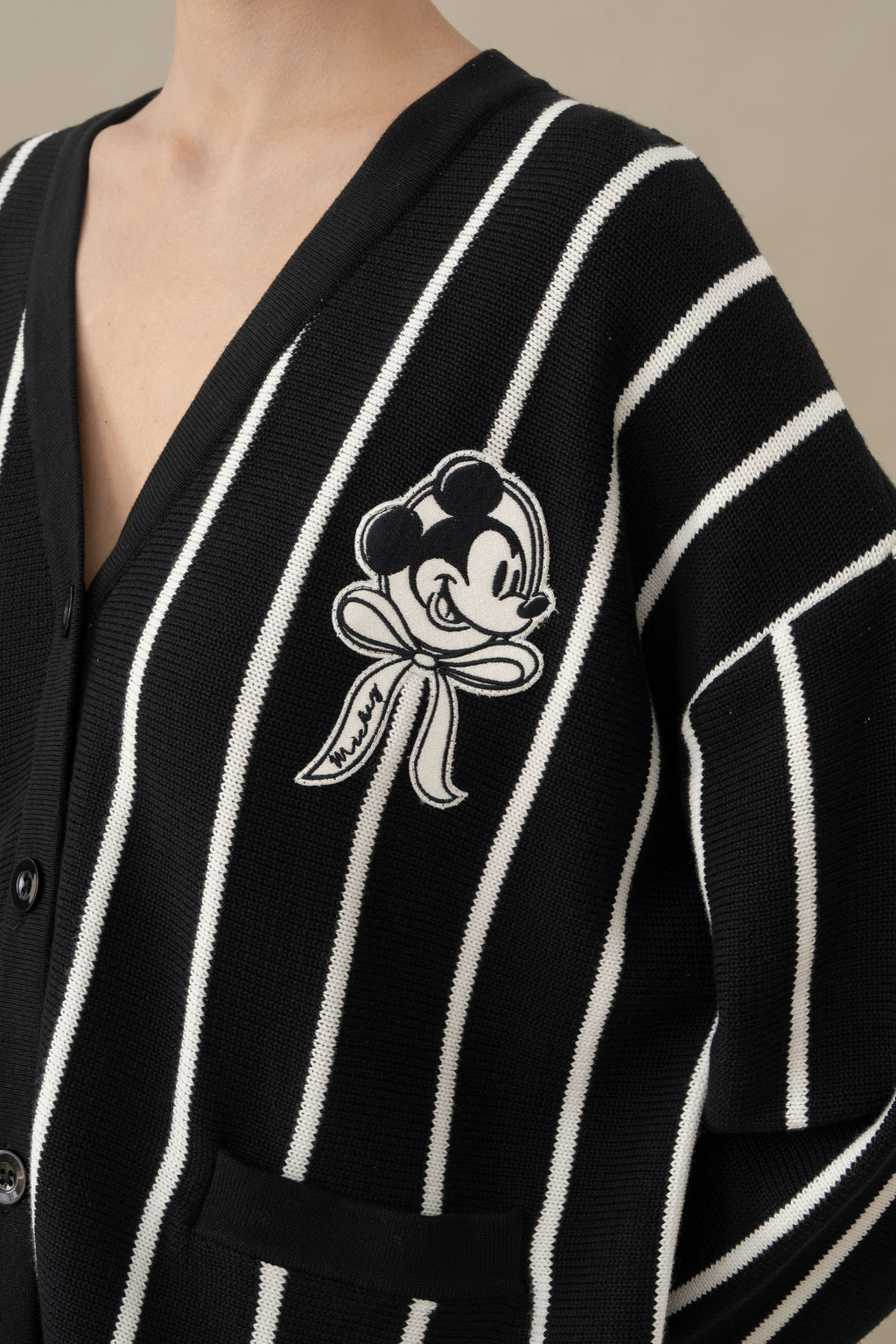 MM Stripe Cardigan in Licorice