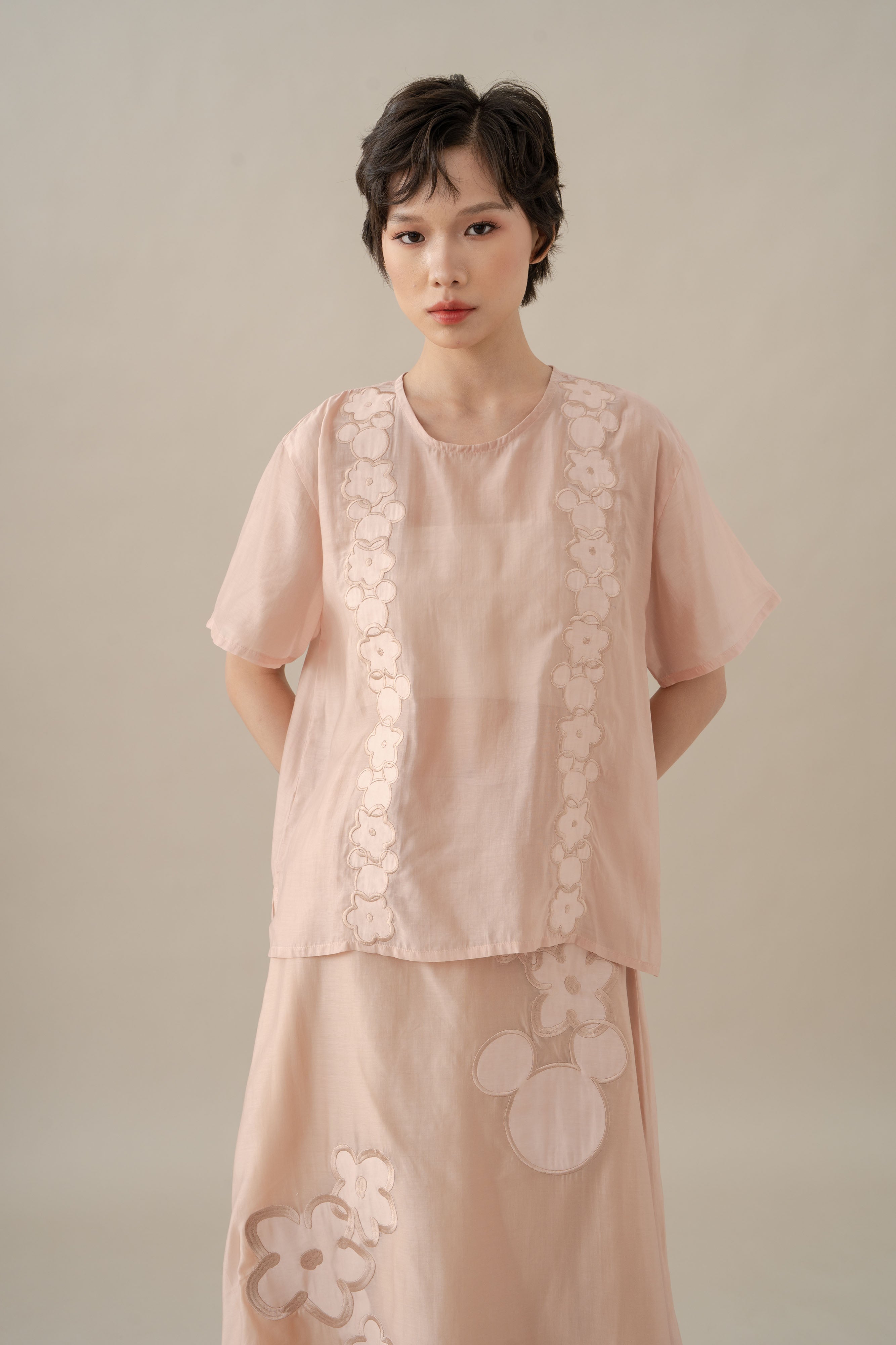 MM Embroidery Sheer Top in Hey Baby