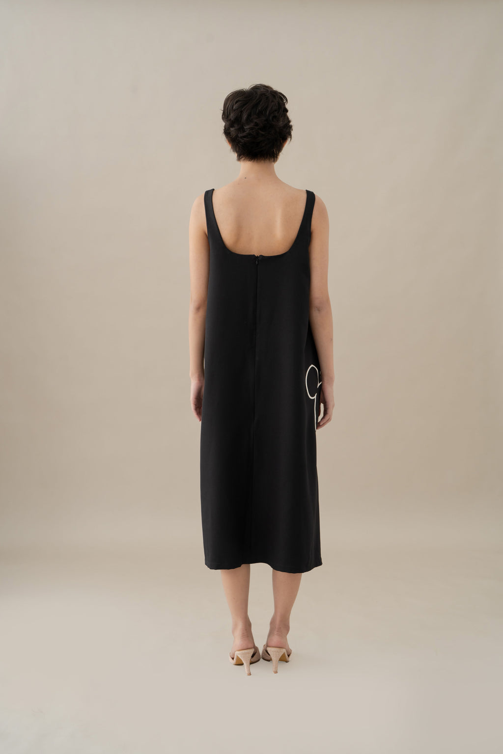 MM Embroidery Pocket Dress in Licorice